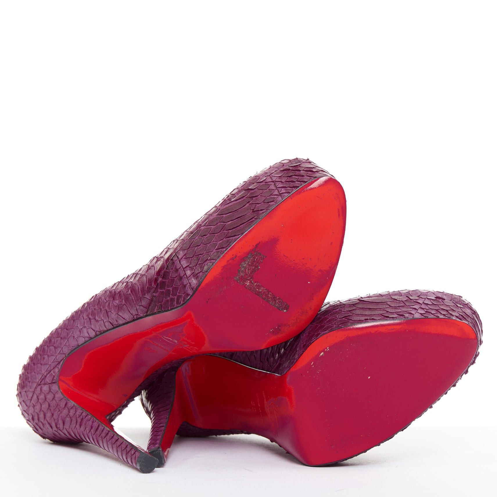 Christian Louboutin CHRISTIAN LOUBOUTIN Bianca 140 Amethyste purple watersnake leather platform pumps EU37 Size US 7 / IT 37 - 11 Thumbnail