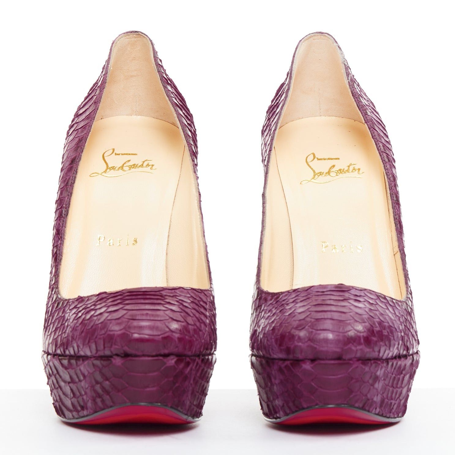 Christian Louboutin CHRISTIAN LOUBOUTIN Bianca 140 Amethyste purple watersnake leather platform pumps EU37 Size US 7 / IT 37 - 3 Thumbnail