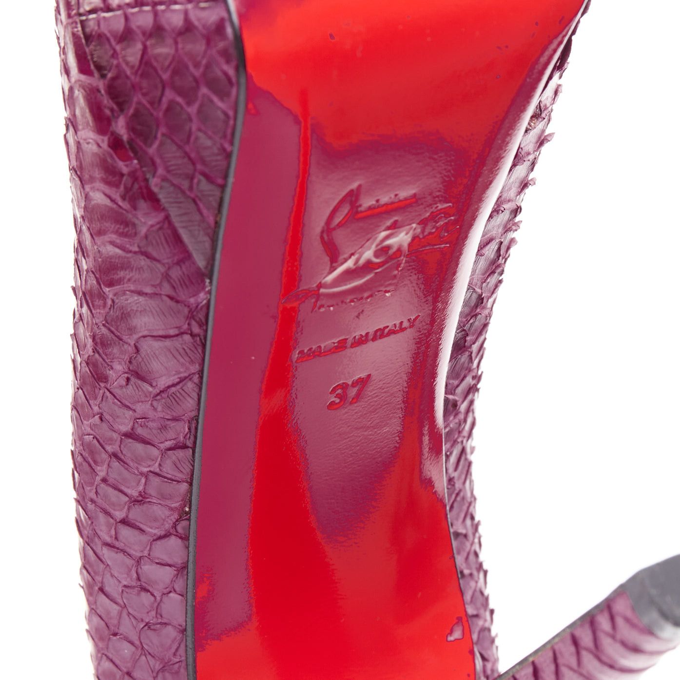 Christian Louboutin CHRISTIAN LOUBOUTIN Bianca 140 Amethyste purple watersnake leather platform pumps EU37 Size US 7 / IT 37 - 10 Thumbnail