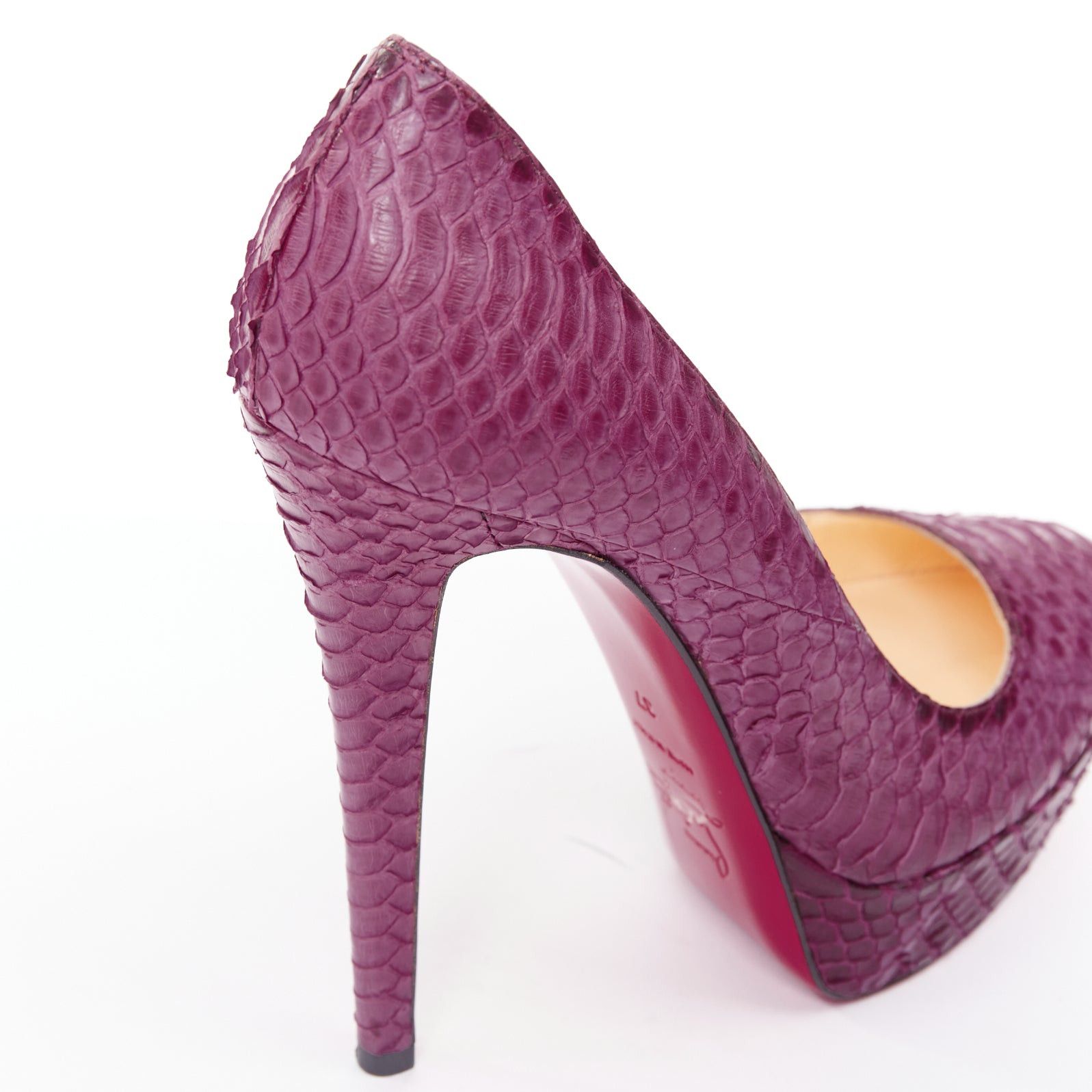 Christian Louboutin CHRISTIAN LOUBOUTIN Bianca 140 Amethyste purple watersnake leather platform pumps EU37 Size US 7 / IT 37 - 8 Thumbnail
