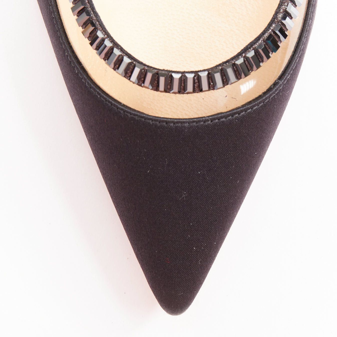 Christian Louboutin CHRISTIAN LOUBOUTIN Paulina Strass 45 black satin PVC baguette crystal kitten heels EU37.5 Size US 7.5 / IT 37.5 - 6 Thumbnail