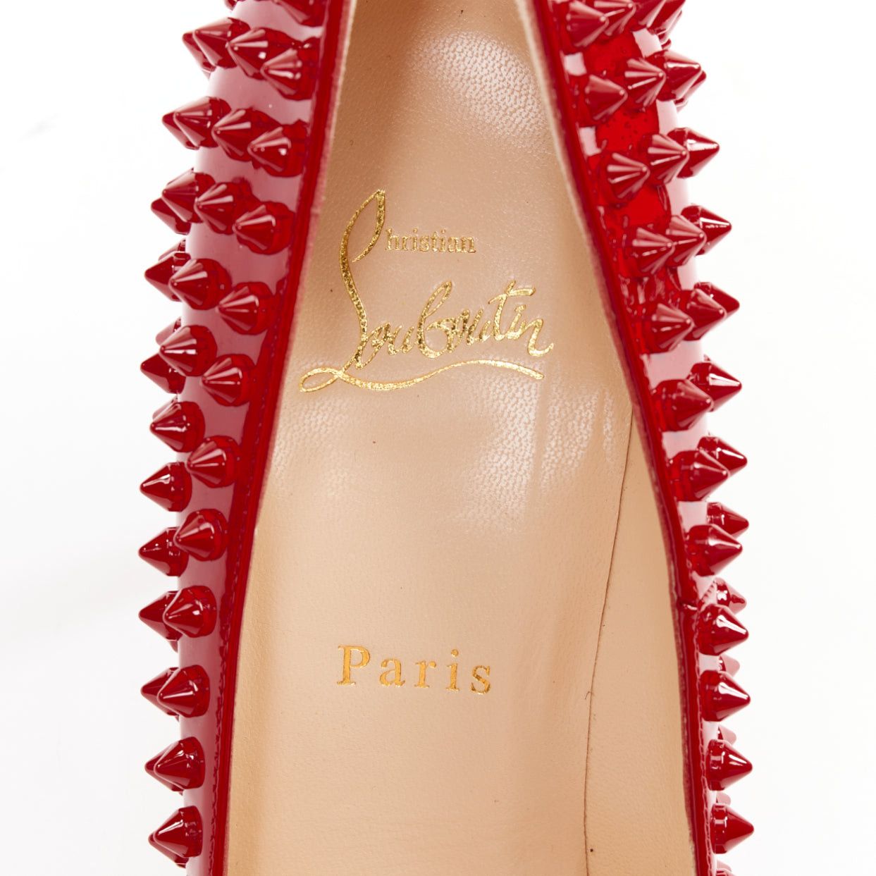 Christian Louboutin CHRISTIAN LOUBOUTIN Pigalle Spikes 100 red patent leather studded pumps EU38 Size US 8 / IT 38 - 9 Thumbnail