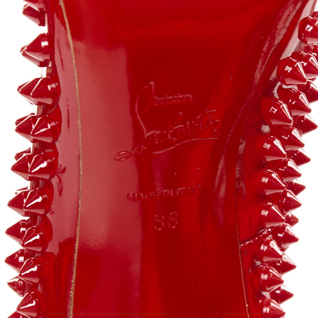 Christian Louboutin CHRISTIAN LOUBOUTIN Pigalle Spikes 100 red patent leather studded pumps EU38 Size US 8 / IT 38 - 10 Thumbnail