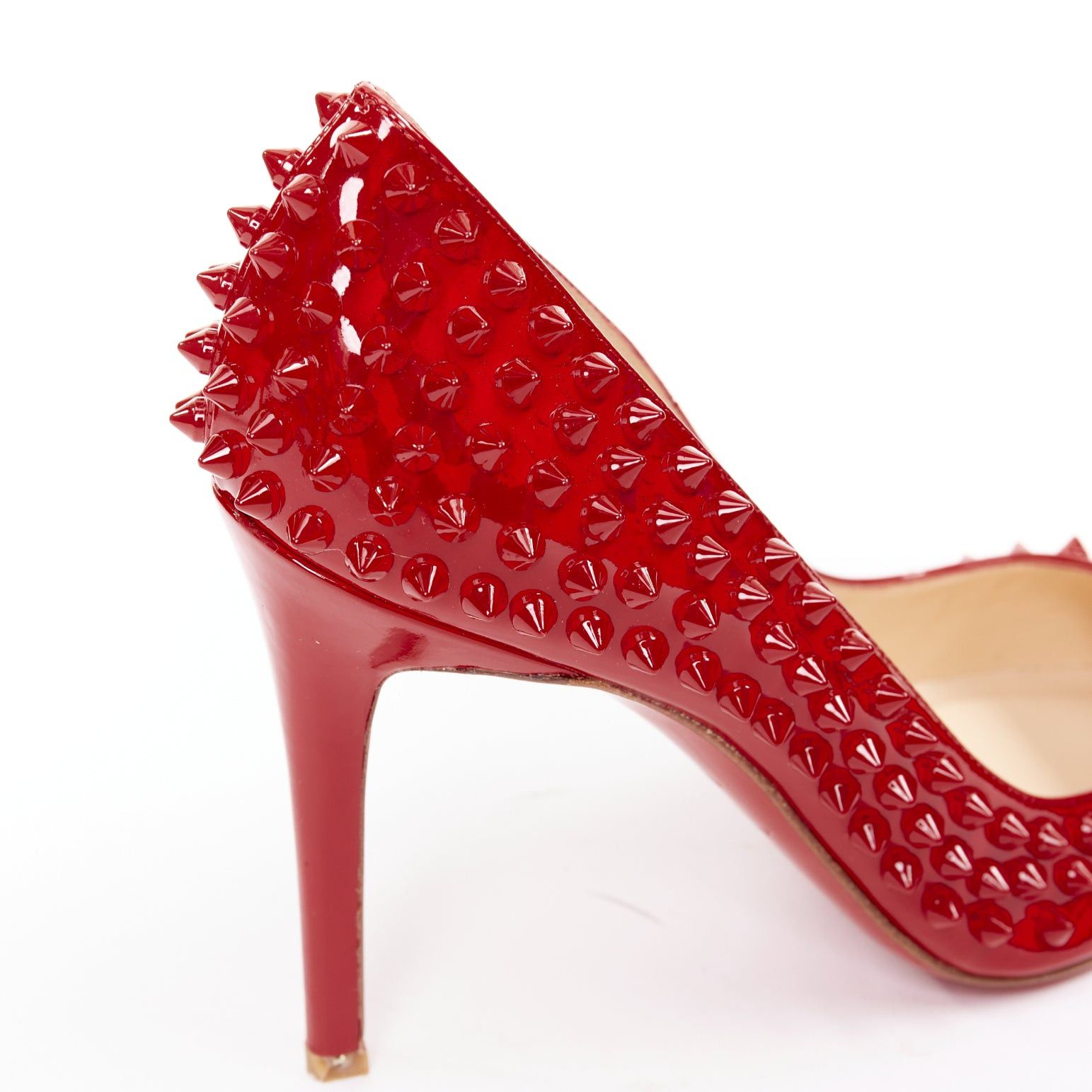 Christian Louboutin CHRISTIAN LOUBOUTIN Pigalle Spikes 100 red patent leather studded pumps EU38 Size US 8 / IT 38 - 8 Thumbnail