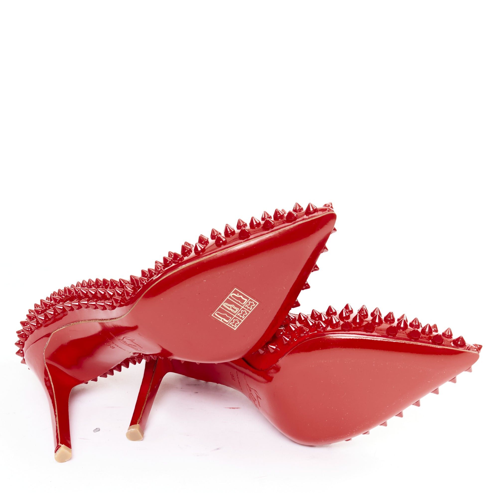 Christian Louboutin CHRISTIAN LOUBOUTIN Pigalle Spikes 100 red patent leather studded pumps EU38 Size US 8 / IT 38 - 11 Thumbnail