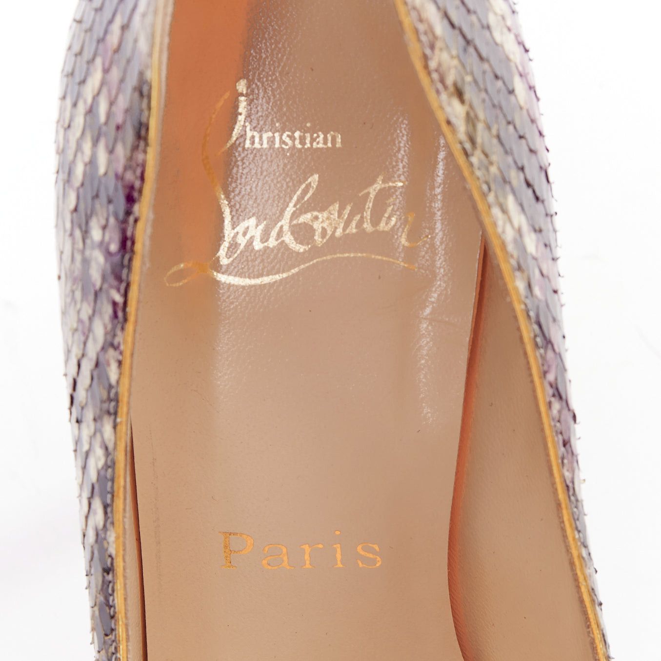 Christian Louboutin CHRISTIAN LOUBOUTIN New Simple Pump 120 Python pollock purple natural platform heels EU37.5 Size US 7.5 / IT 37.5 - 9 Thumbnail