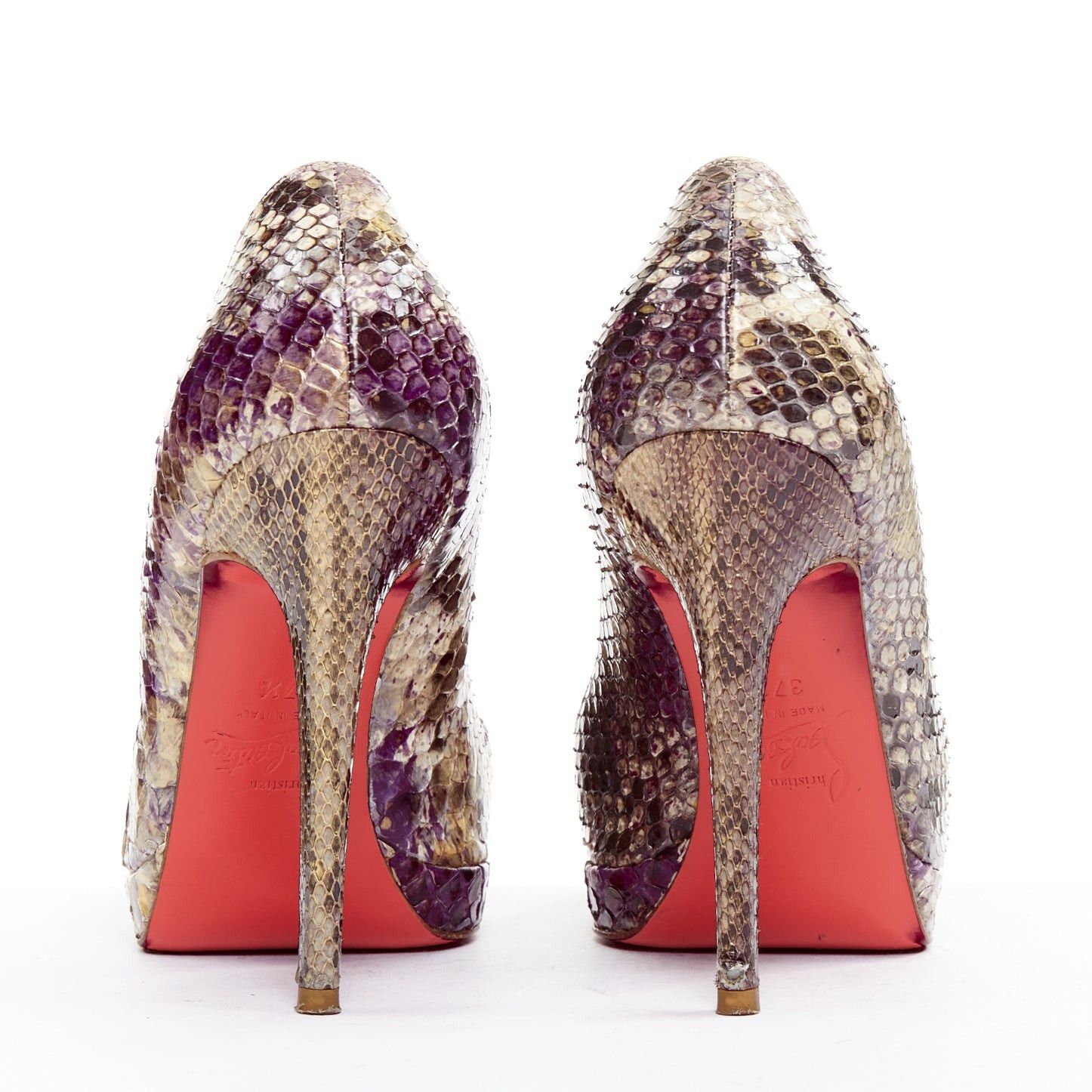 Christian Louboutin CHRISTIAN LOUBOUTIN New Simple Pump 120 Python pollock purple natural platform heels EU37.5 Size US 7.5 / IT 37.5 - 5 Thumbnail