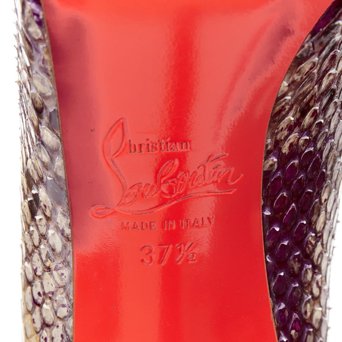 Christian Louboutin CHRISTIAN LOUBOUTIN New Simple Pump 120 Python pollock purple natural platform heels EU37.5 Size US 7.5 / IT 37.5 - 10 Thumbnail