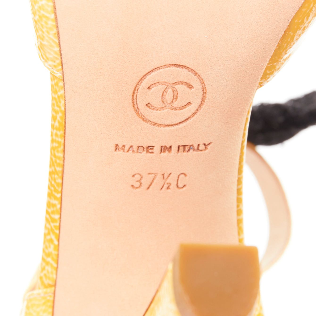 Chanel CHANEL 14C butter yellow patent leather CC logo bow maryjane pumps EU37.5 Size US 7.5 / IT 37.5 - 10 Thumbnail