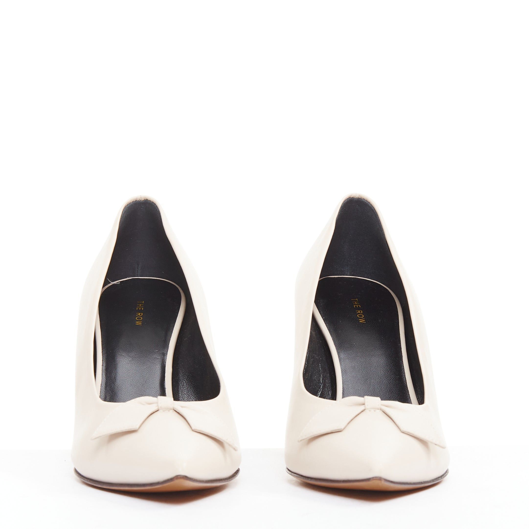 The Row THE ROW Champagne Pump Bow rose beige soft calf pointy spool heel pump EU37 Size US 7 / IT 37 - 3 Thumbnail