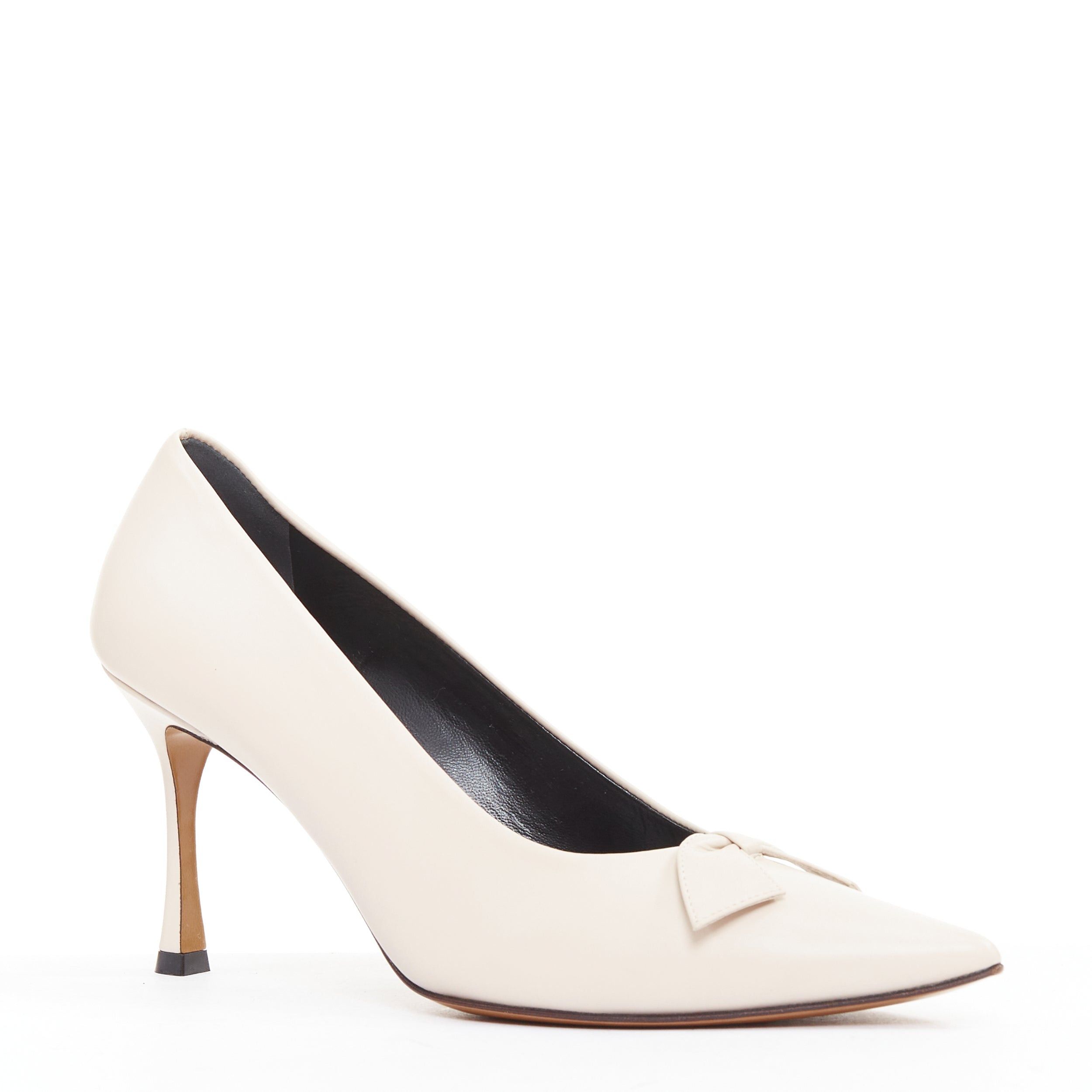The Row THE ROW Champagne Pump Bow rose beige soft calf pointy spool heel pump EU37 Size US 7 / IT 37 - 2 Thumbnail