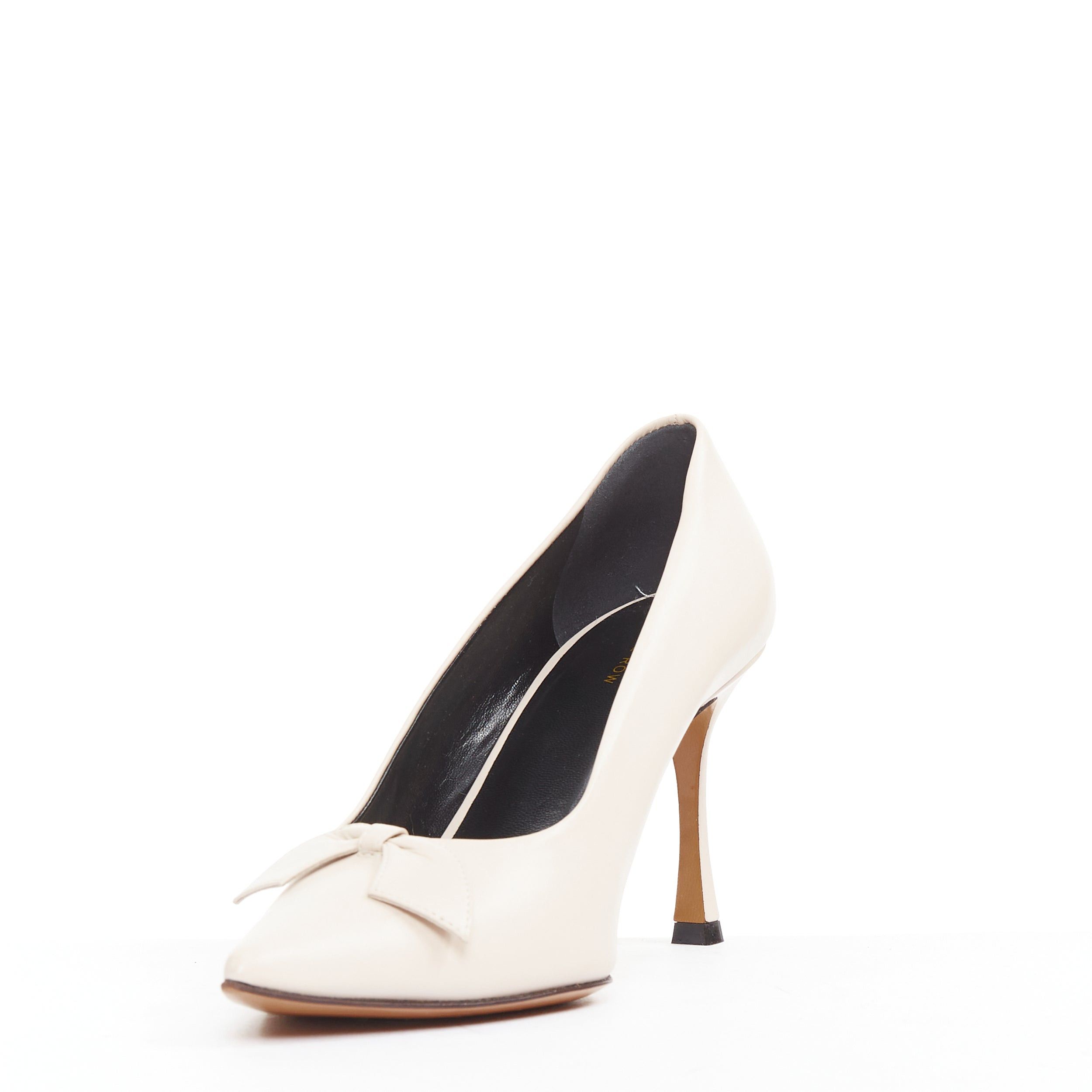 The Row THE ROW Champagne Pump Bow rose beige soft calf pointy spool heel pump EU37 Size US 7 / IT 37 - 4 Thumbnail