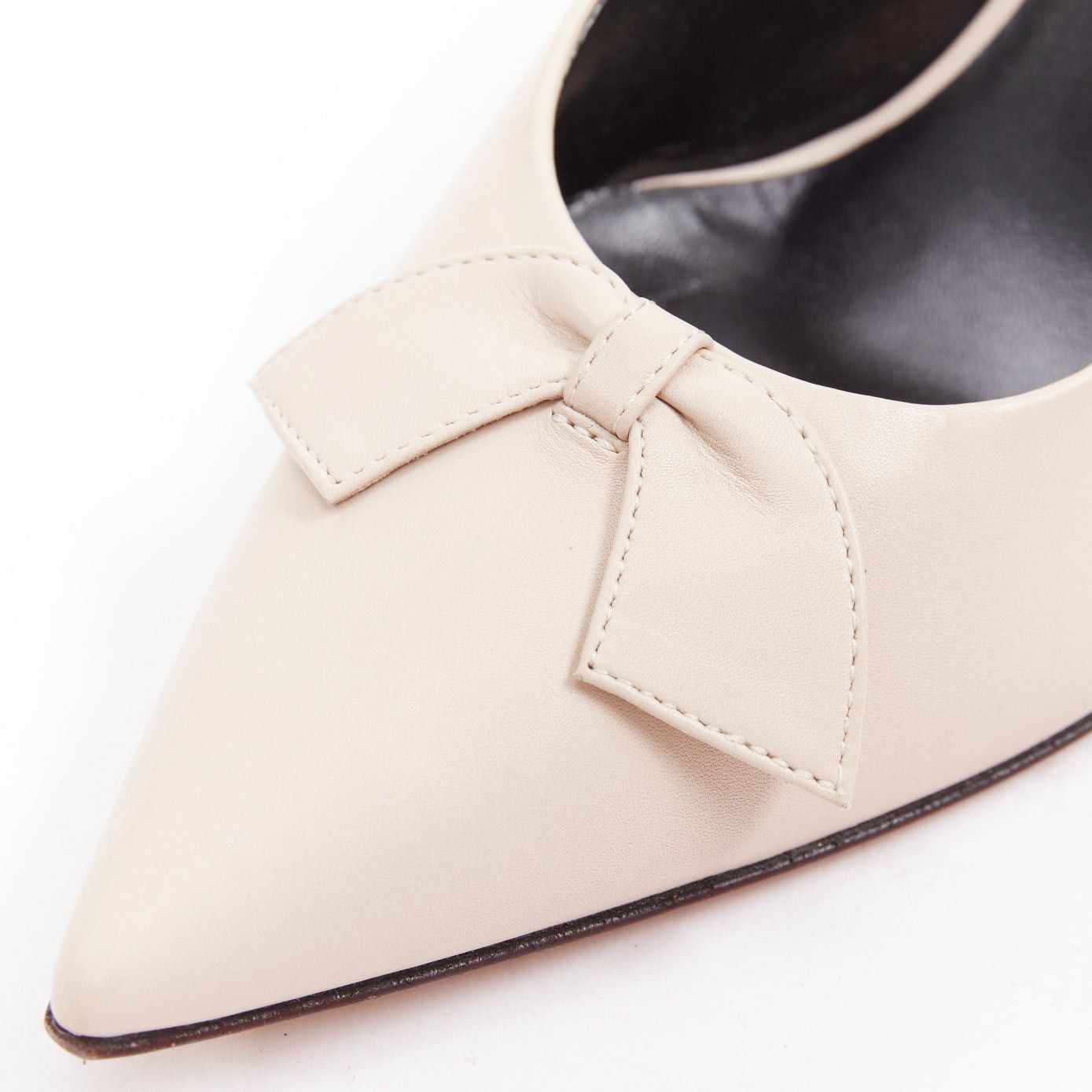 The Row THE ROW Champagne Pump Bow rose beige soft calf pointy spool heel pump EU37 Size US 7 / IT 37 - 7 Thumbnail