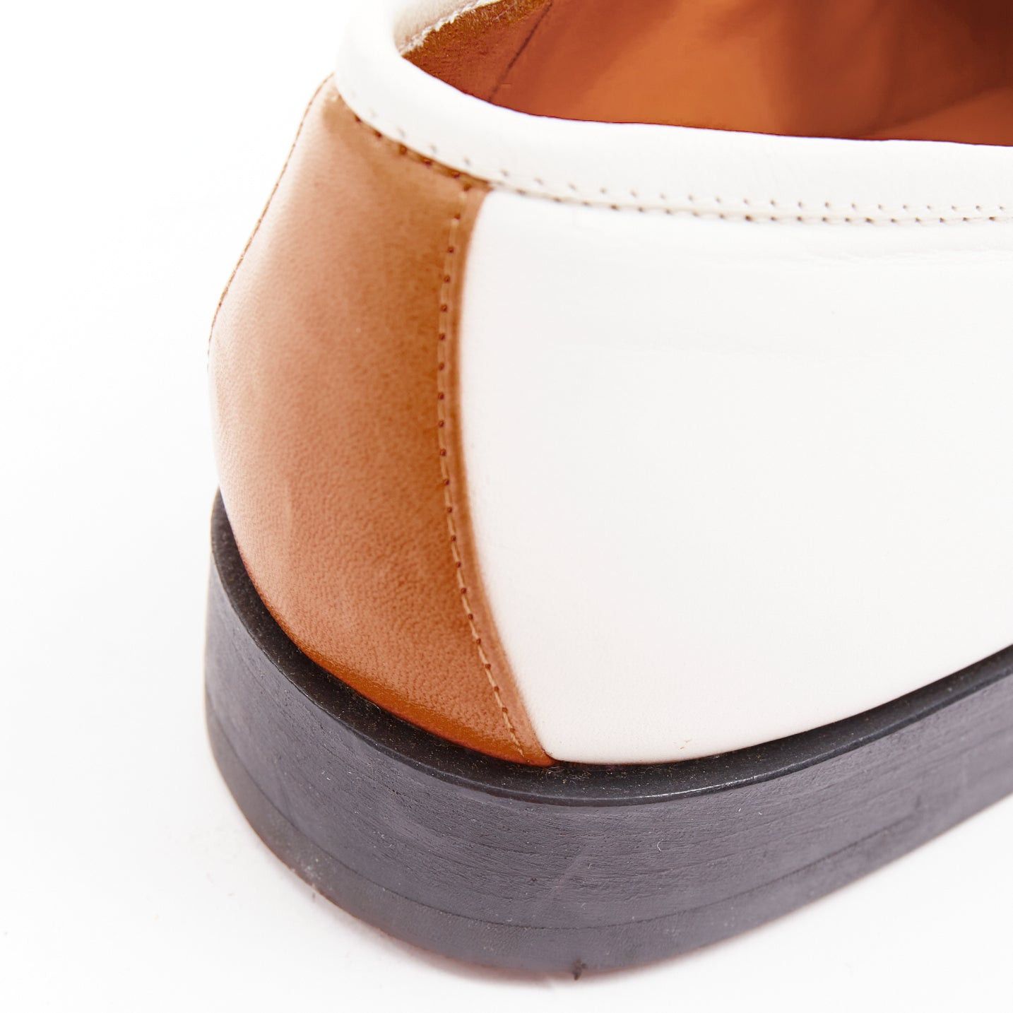 Celine OLD CELINE Phoebe Philo white goat leather brown Triomphe horsebit buckle loafer EU37.5 Size US 7.5 / IT 37.5 - 9 Thumbnail