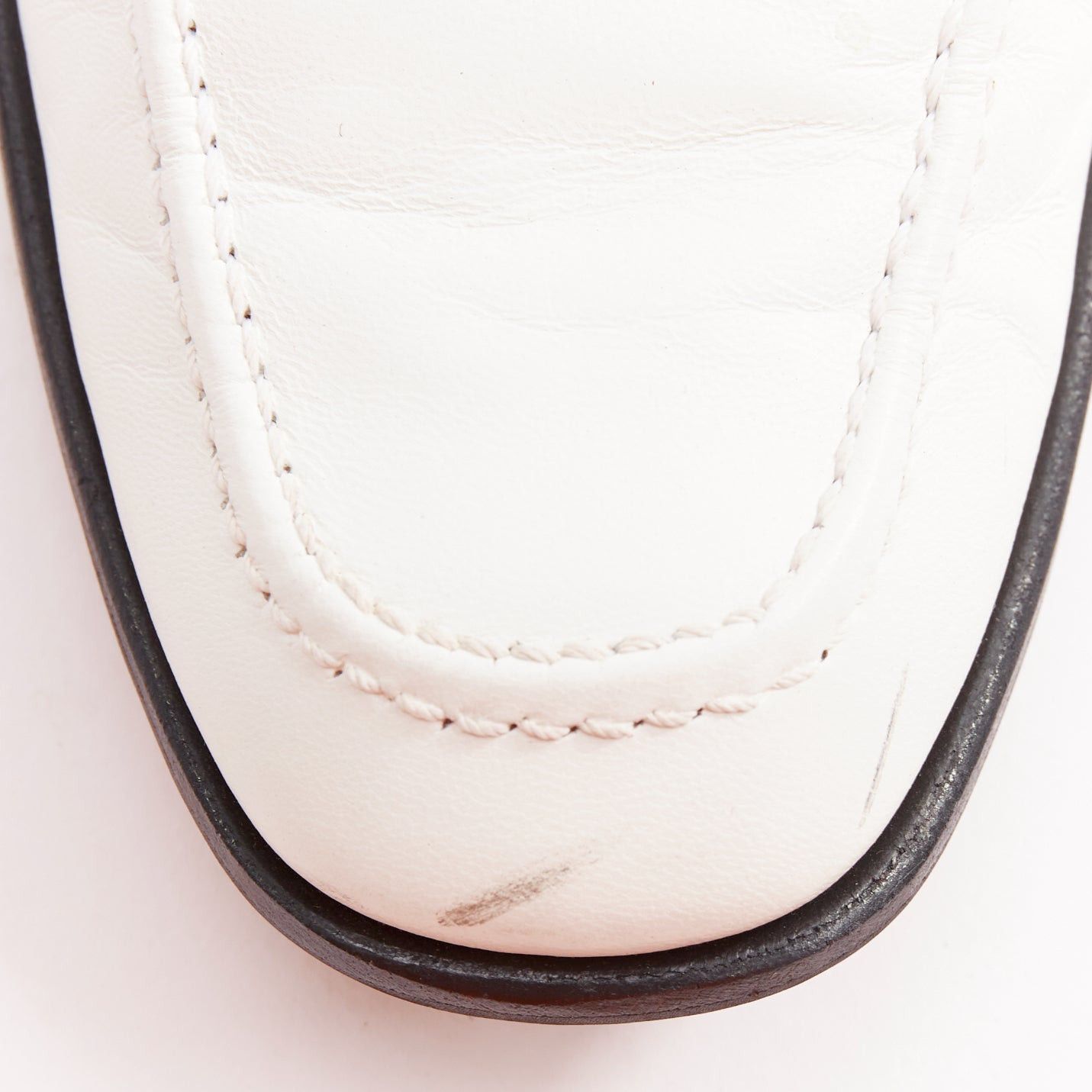 Celine OLD CELINE Phoebe Philo white goat leather brown Triomphe horsebit buckle loafer EU37.5 Size US 7.5 / IT 37.5 - 6 Thumbnail