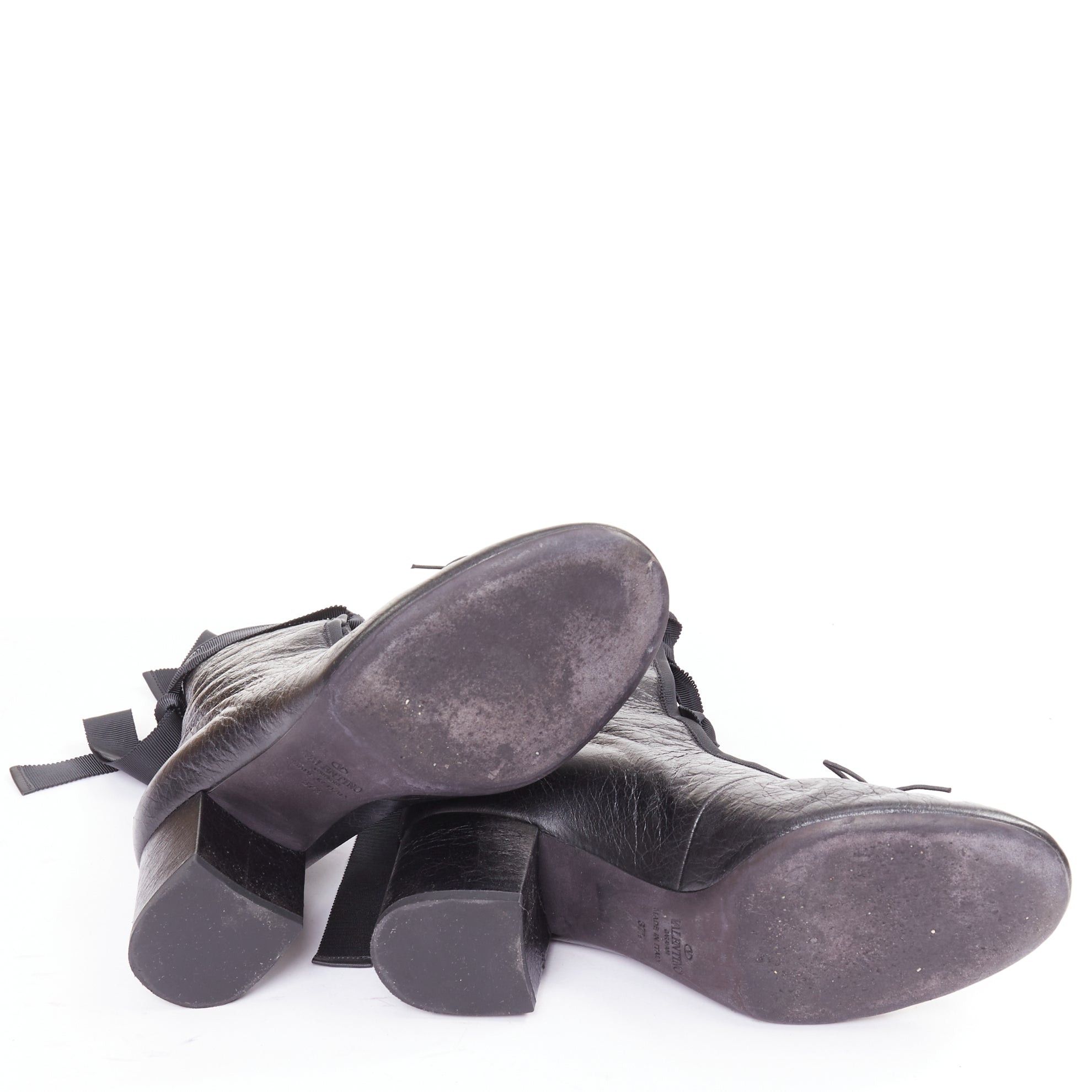 Valentino VALENTINO 2016 Runway black crinkled leather ribbon lace ballet booties EU37.5 Size US 7.5 / IT 37.5 - 10 Thumbnail