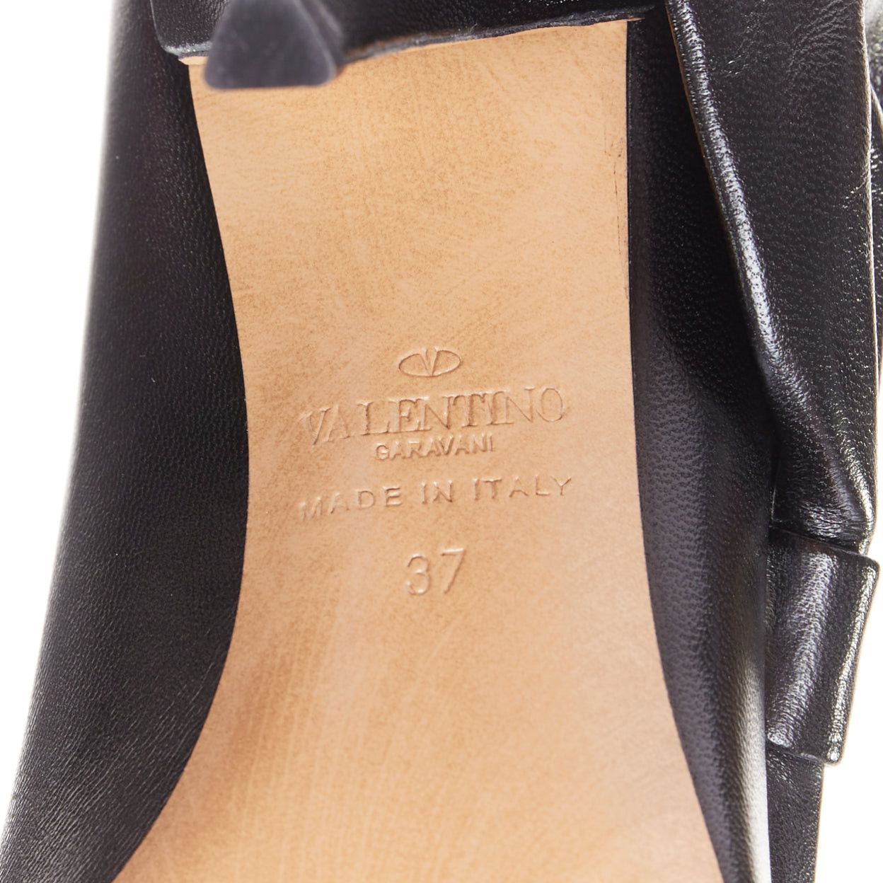 Valentino VALENTINO black leather oversized bow point toe kitten pumps EU37 Size US 7 / IT 37 - 10 Thumbnail