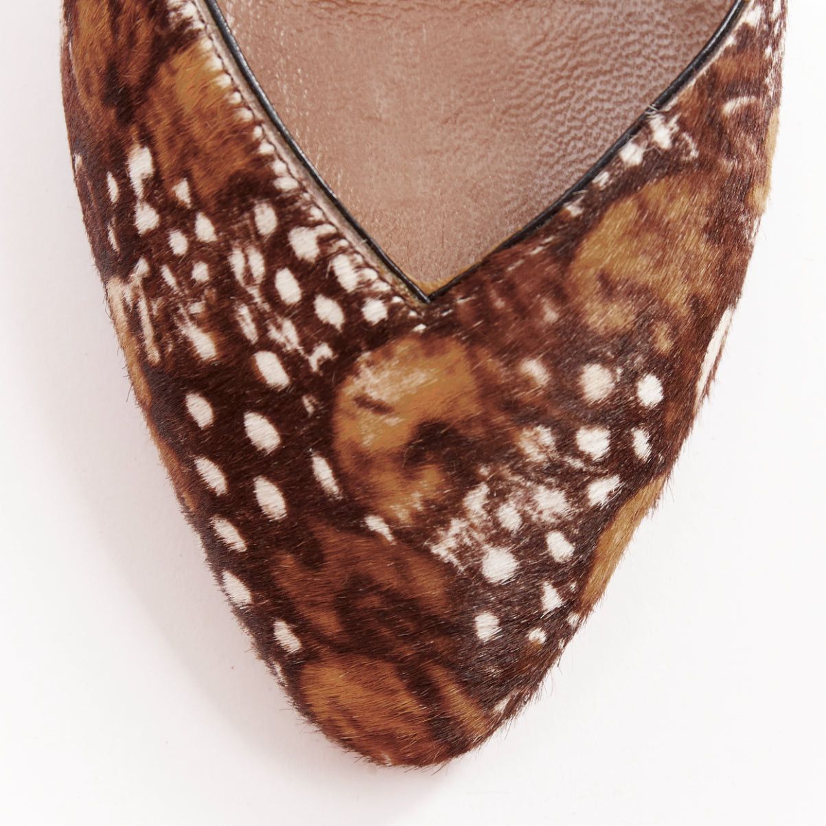 Valentino VALENTINO 2011 Runway brown feather print pony hair ankle strap pumps EU37 Size US 7 / IT 37 - 6 Thumbnail