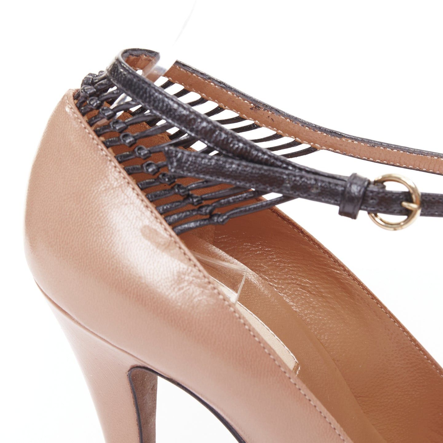 Valentino VALENTINO 2011 Runway brown feather print pony hair ankle strap pumps EU37 Size US 7 / IT 37 - 8 Thumbnail