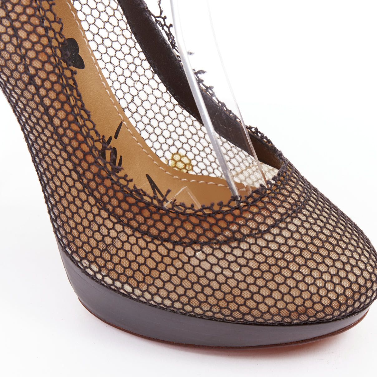 Lanvin LANVIN 2011 Runway black fishnet mesh ankle harness strap pin platform heels EU38.5 Size US 8.5 / IT 38.5 - 7 Thumbnail
