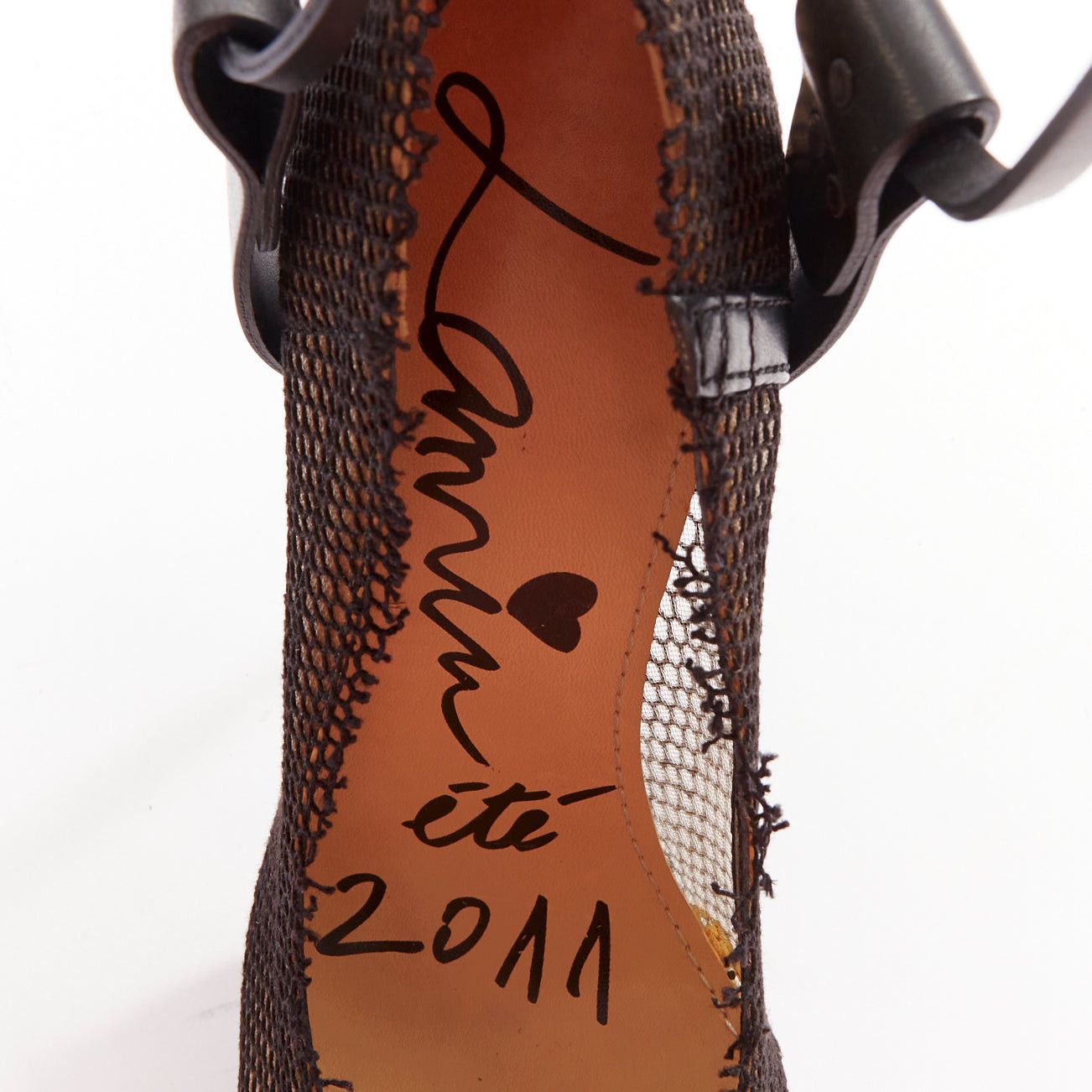 Lanvin LANVIN 2011 Runway black fishnet mesh ankle harness strap pin platform heels EU38.5 Size US 8.5 / IT 38.5 - 9 Thumbnail