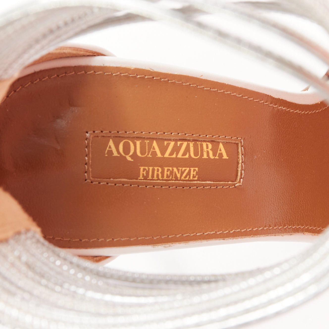 Aquazzura AQUAZZURA Hello Lover 105 white calf silver corded ankle strap pumps EU37.5 Size US 7.5 / IT 37.5 - 9 Thumbnail