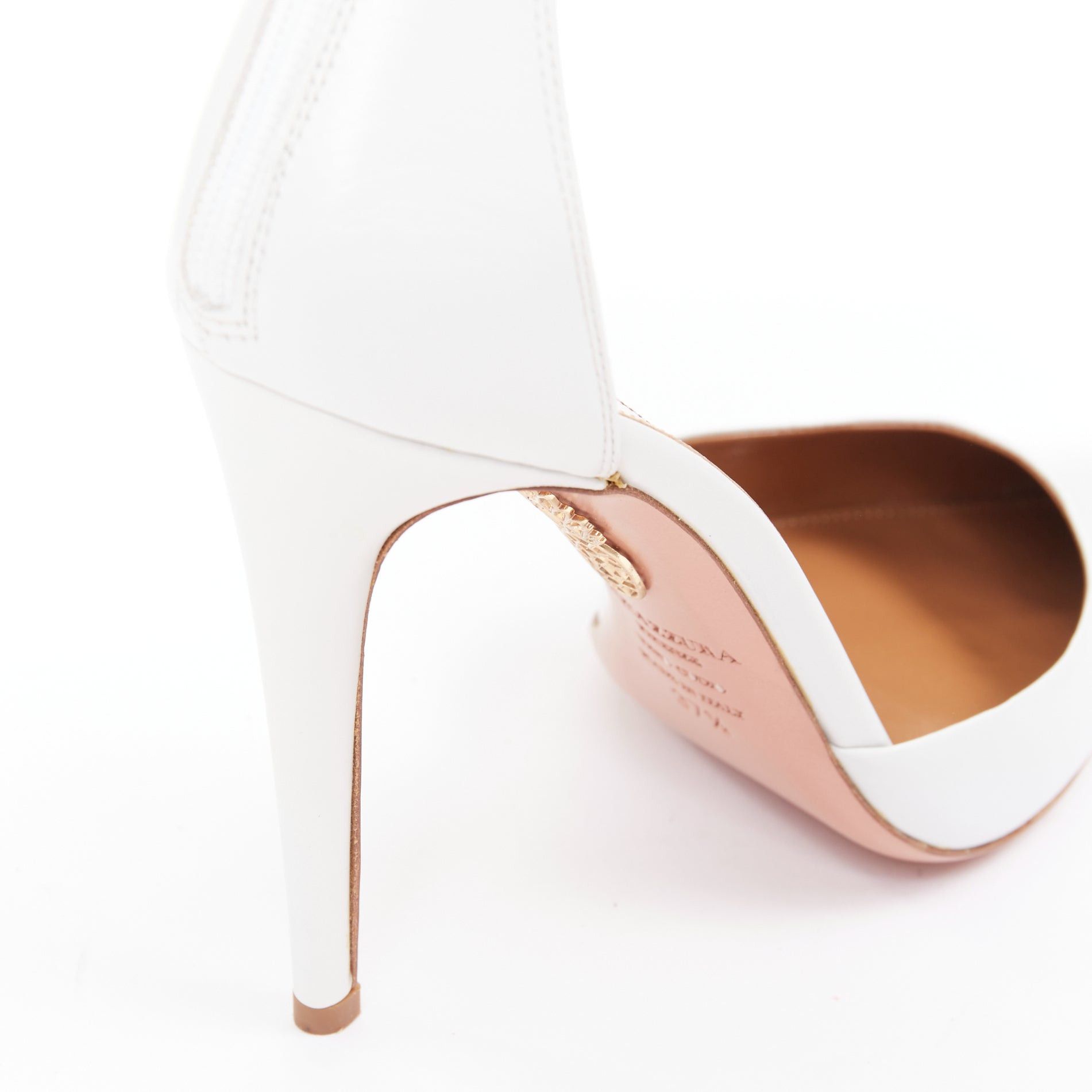 Aquazzura AQUAZZURA Hello Lover 105 white calf silver corded ankle strap pumps EU37.5 Size US 7.5 / IT 37.5 - 8 Thumbnail