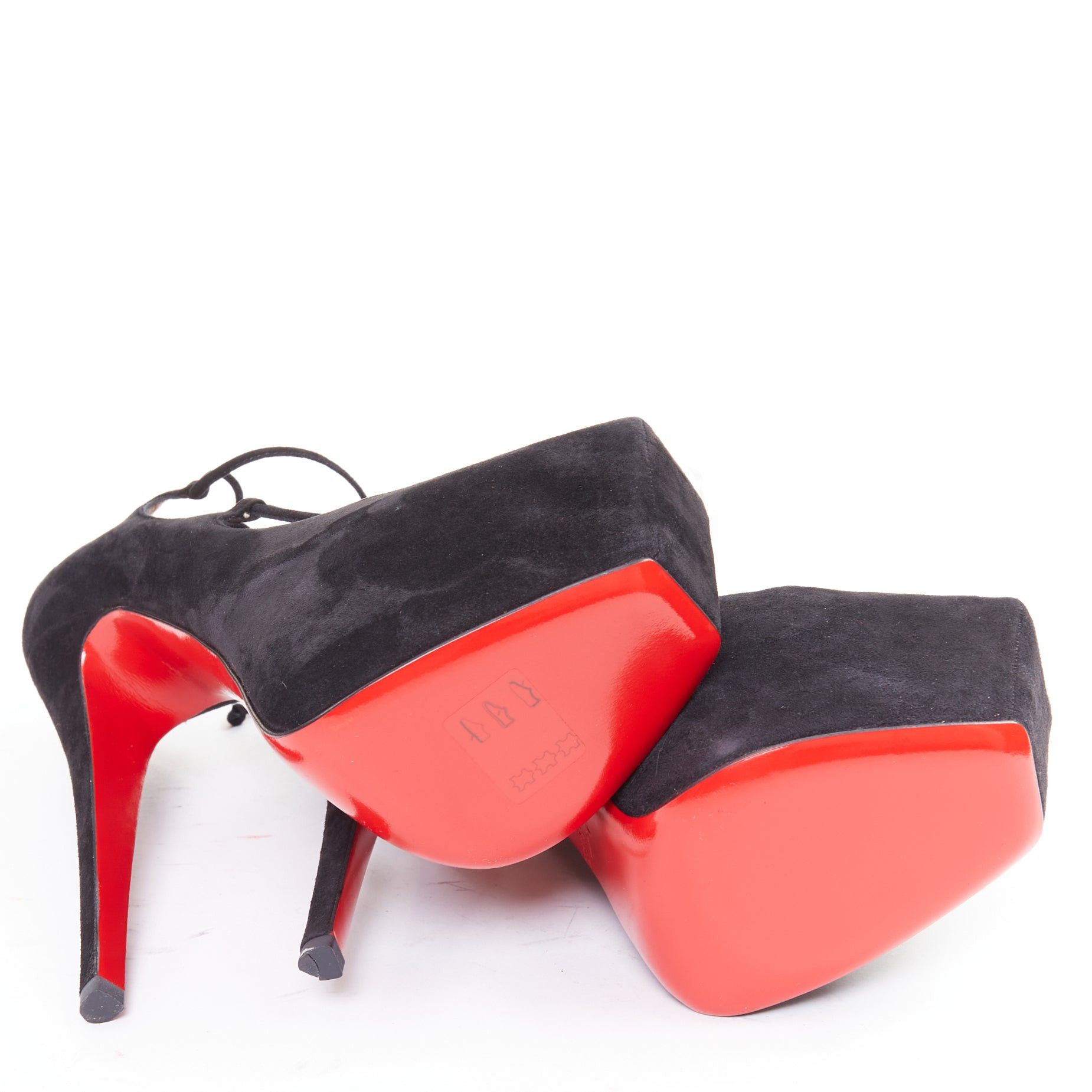 Christian Louboutin CHRISTIAN LOUBOUTIN Ghildarc 160 black suede square toe lace up platform pumps EU37.5 Size US 7.5 / IT 37.5 - 11 Thumbnail
