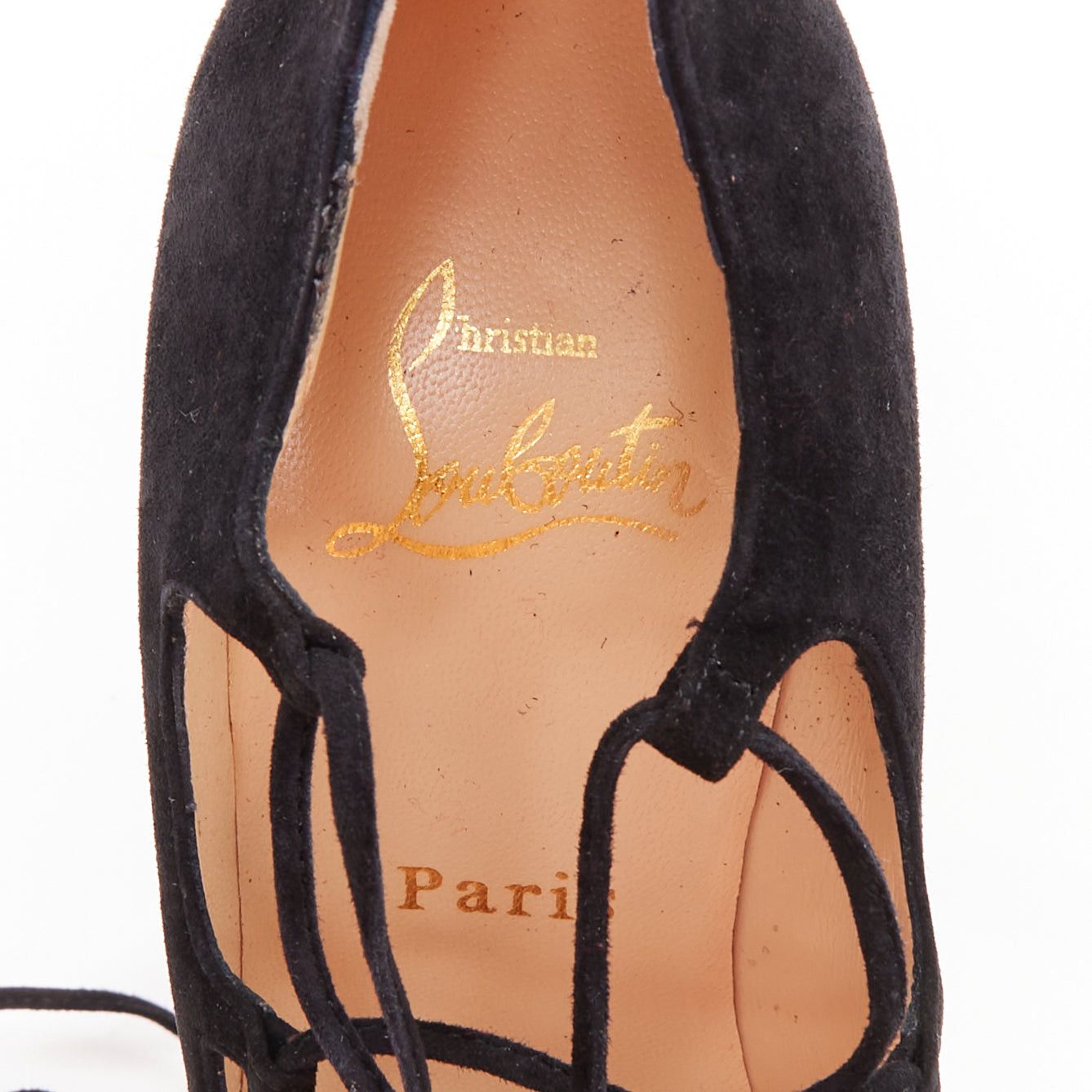 Christian Louboutin CHRISTIAN LOUBOUTIN Ghildarc 160 black suede square toe lace up platform pumps EU37.5 Size US 7.5 / IT 37.5 - 9 Thumbnail