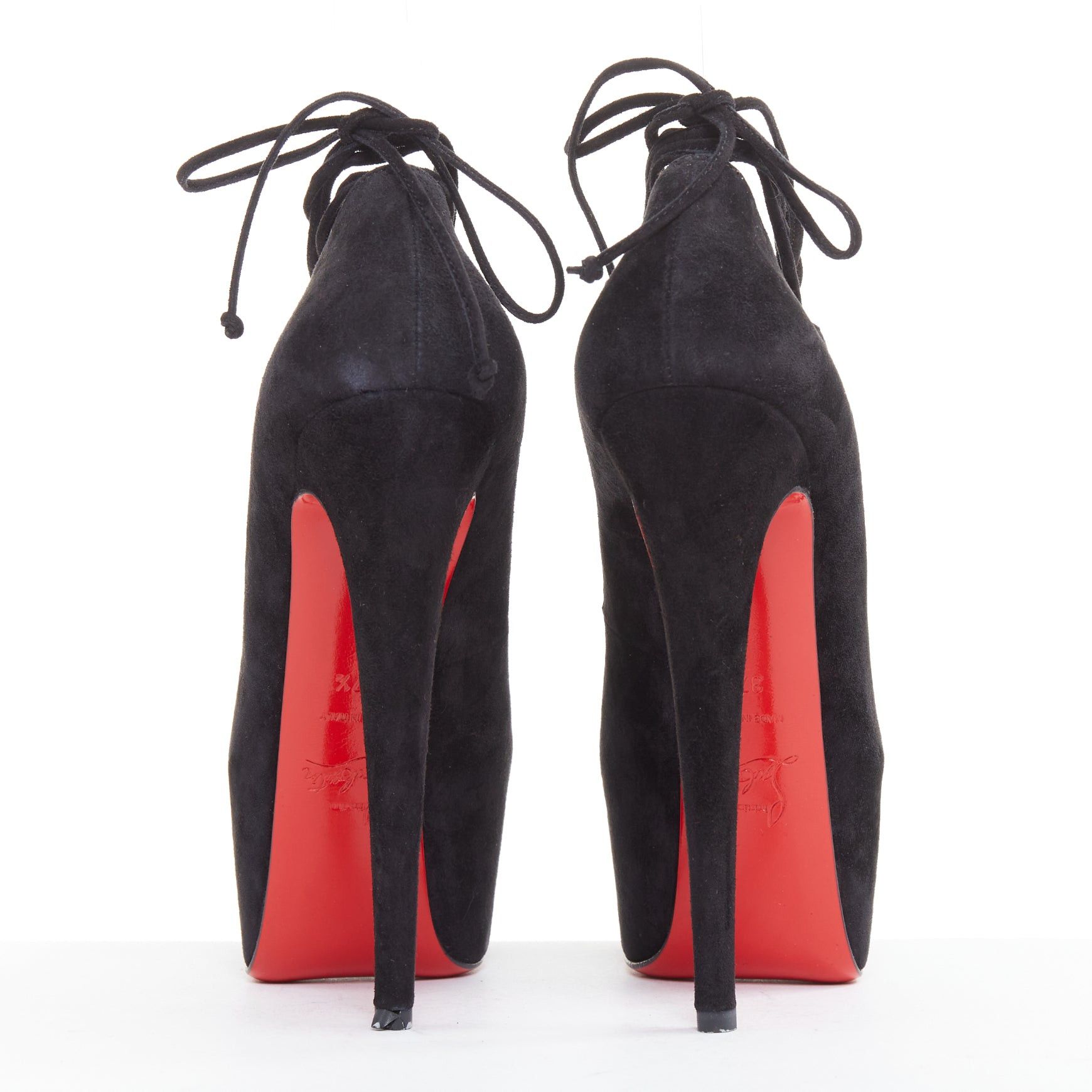 Christian Louboutin CHRISTIAN LOUBOUTIN Ghildarc 160 black suede square toe lace up platform pumps EU37.5 Size US 7.5 / IT 37.5 - 5 Thumbnail