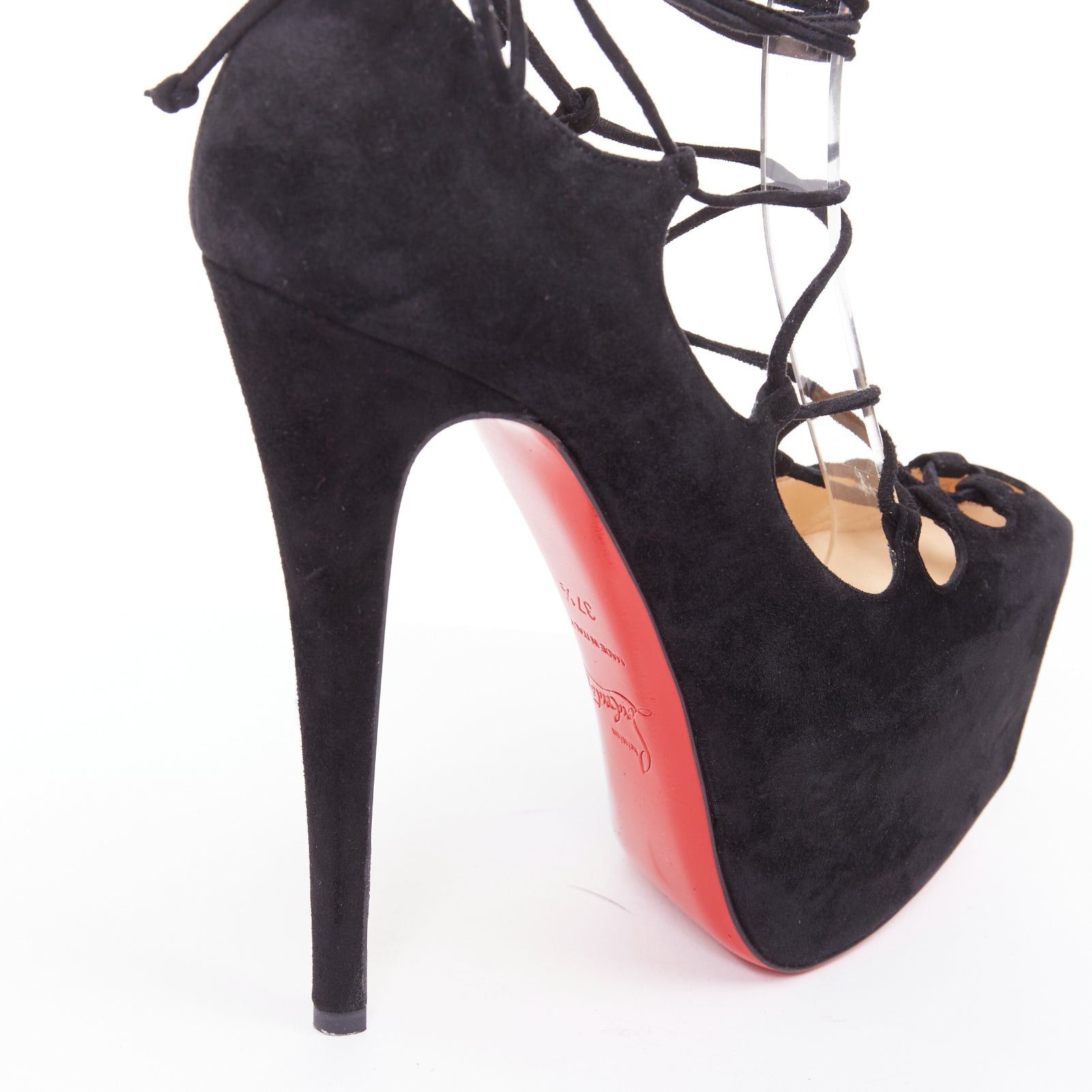 Christian Louboutin CHRISTIAN LOUBOUTIN Ghildarc 160 black suede square toe lace up platform pumps EU37.5 Size US 7.5 / IT 37.5 - 8 Thumbnail
