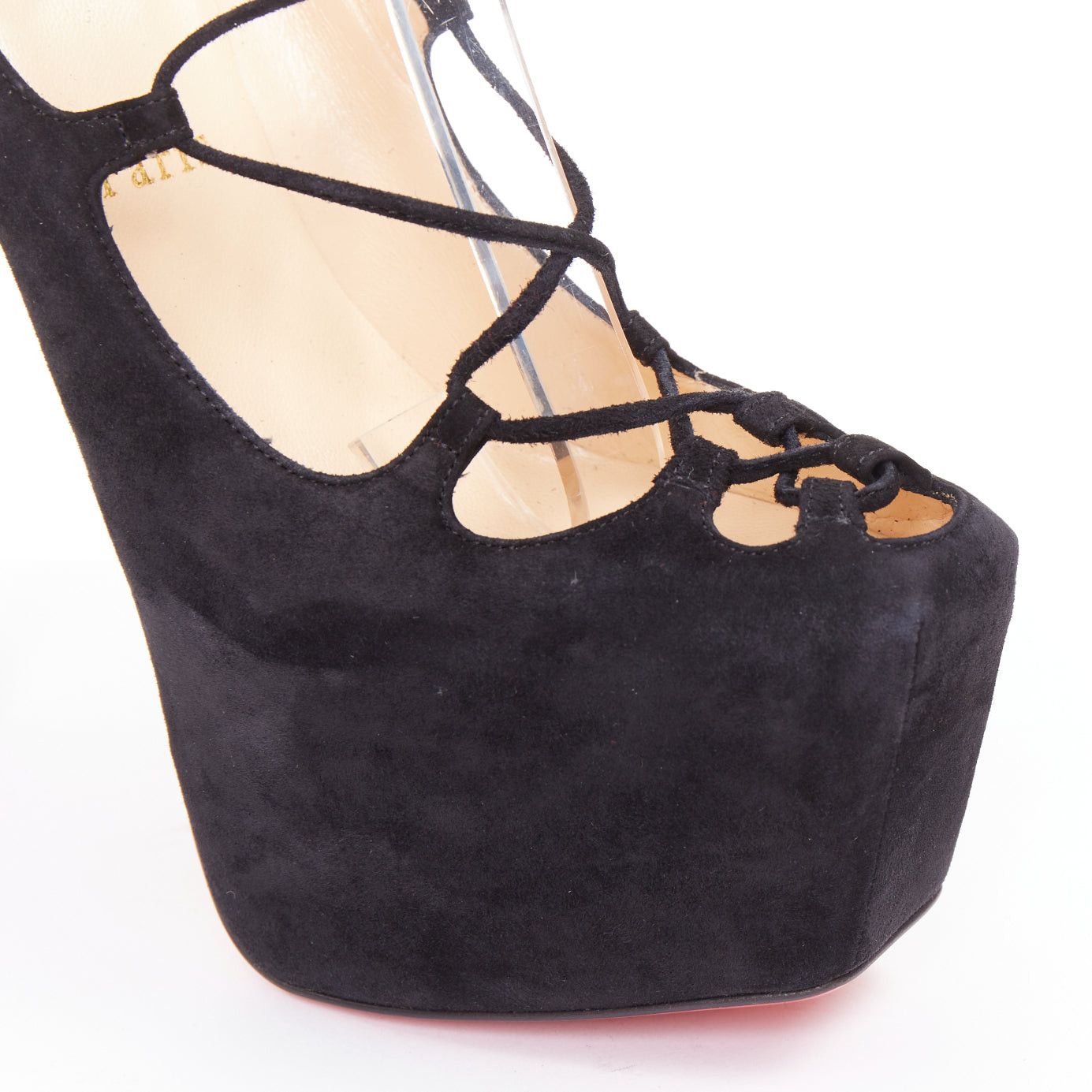 Christian Louboutin CHRISTIAN LOUBOUTIN Ghildarc 160 black suede square toe lace up platform pumps EU37.5 Size US 7.5 / IT 37.5 - 7 Thumbnail