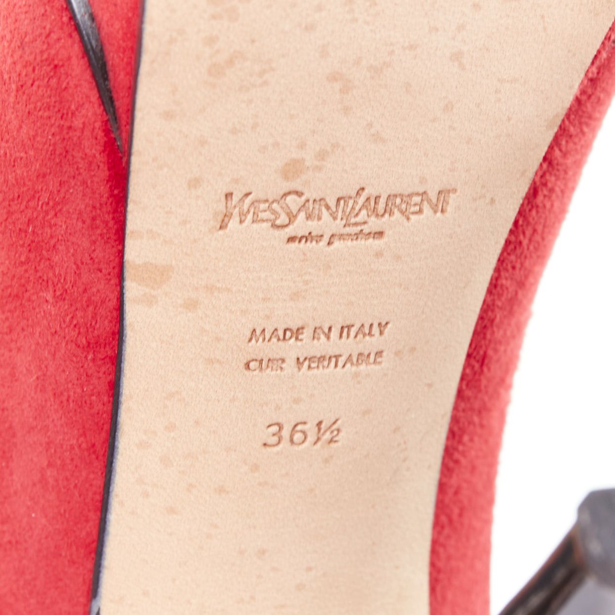 Yves Saint Laurent YVES SAINT LAURENT Rive Gauche Tribute Maryjane red suede tulip peep toe platform heels EU36.5 Size US 6.5 / IT 36.5 - 10 Thumbnail