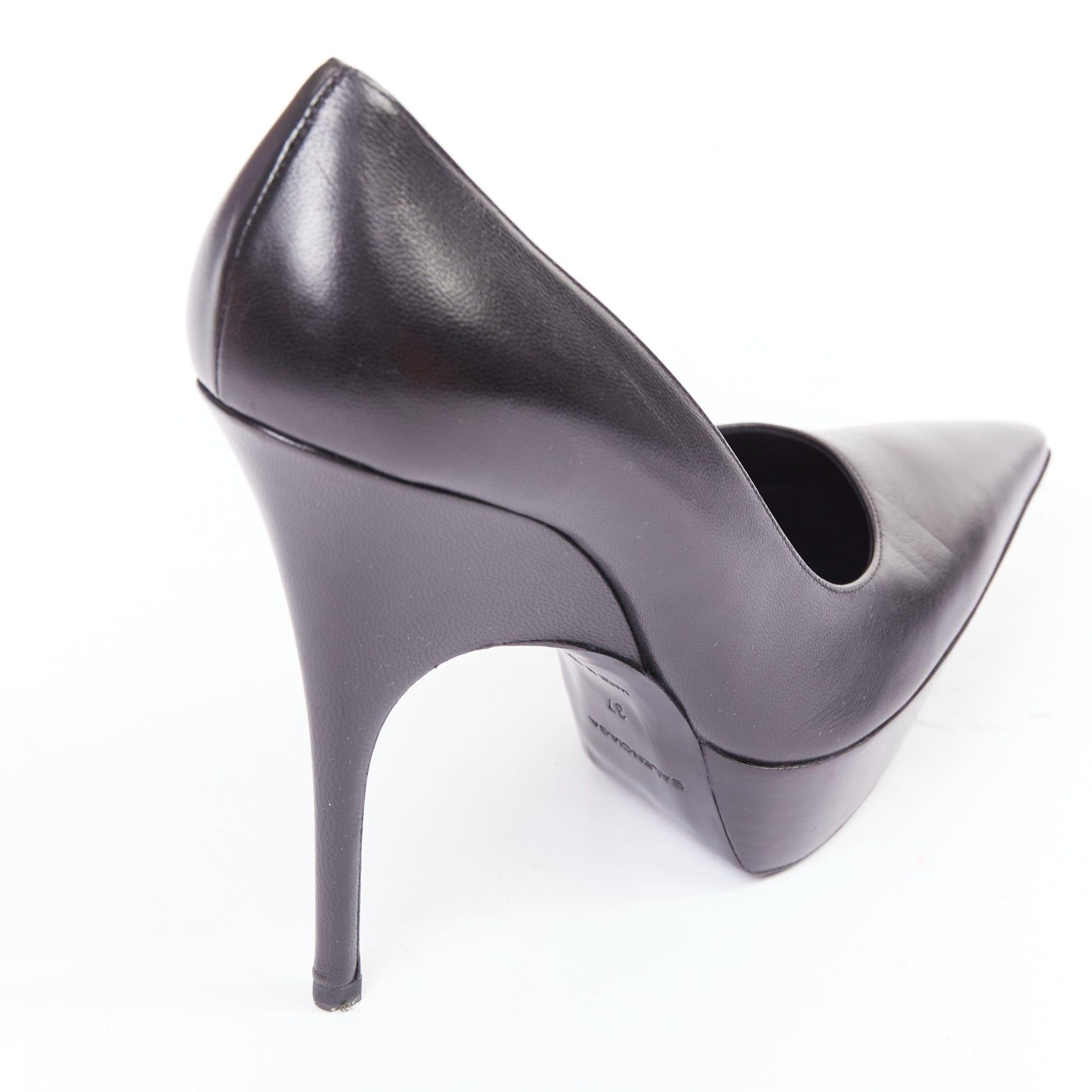 Balenciaga BALENCIAGA Chevreau Brilliant black noir calf leather sculpted platform heeled pumps EU37 Size US 7 / IT 37 - 8 Thumbnail