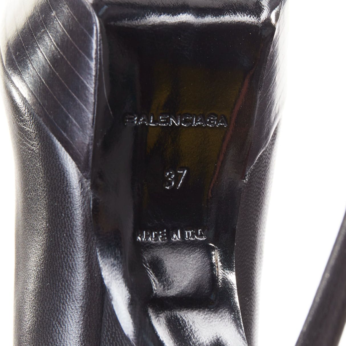 Balenciaga BALENCIAGA Chevreau Brilliant black noir calf leather sculpted platform heeled pumps EU37 Size US 7 / IT 37 - 10 Thumbnail