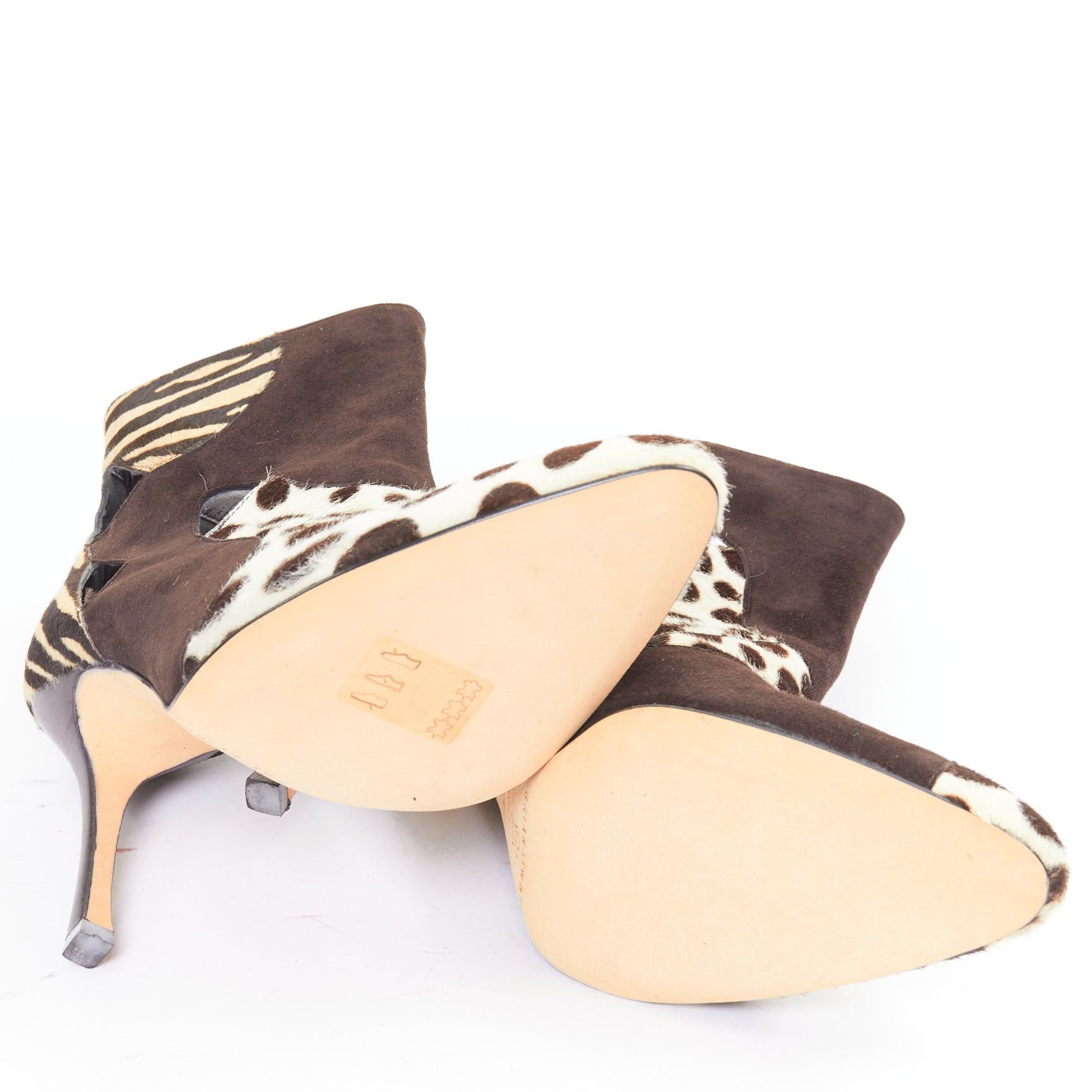 Brian Atwood BRIAN ATWOOD Camoscio brown suede calf hair multi animal print cut out booties EU38.5 Size US 8.5 / IT 38.5 - 11 Thumbnail