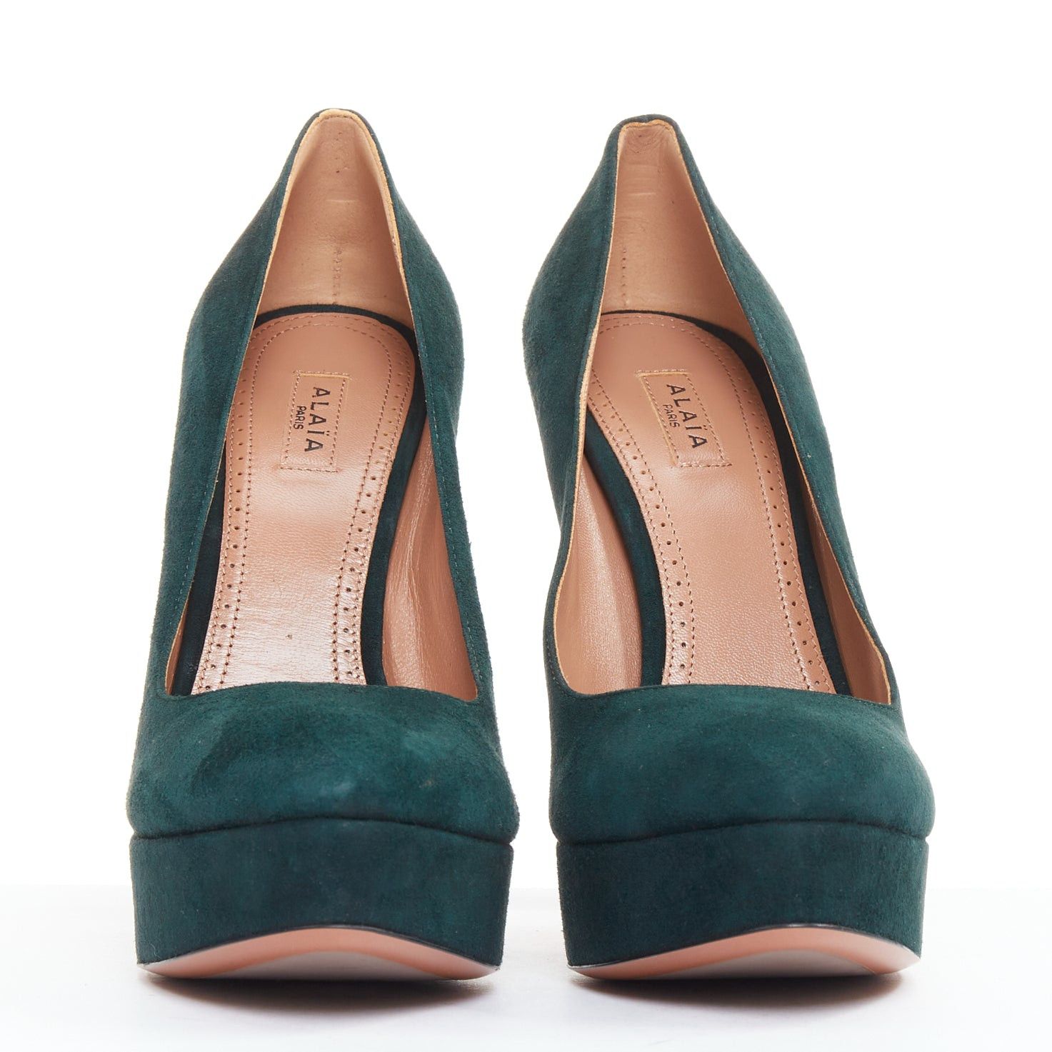 Alaia ALAIA forest green suede almond toe platform pumps EU37.5 Size US 7.5 / IT 37.5 - 3 Thumbnail