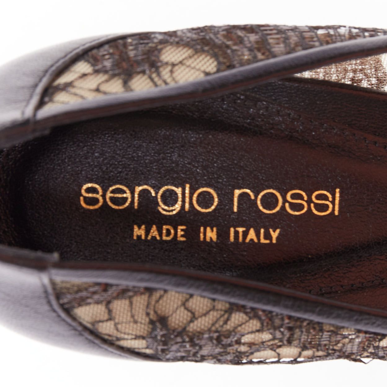 Sergio Rossi SERGIO ROSSI black leather floral lace spool heel pumps EU37.5 Size US 7.5 / IT 37.5 - 9 Thumbnail