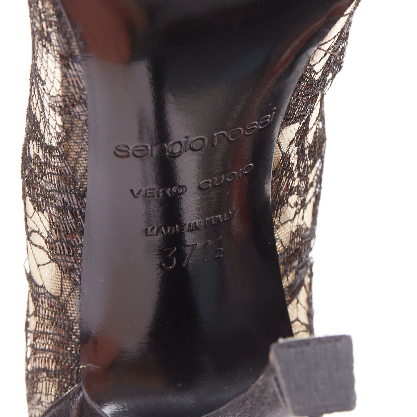 Sergio Rossi SERGIO ROSSI black leather floral lace spool heel pumps EU37.5 Size US 7.5 / IT 37.5 - 10 Thumbnail