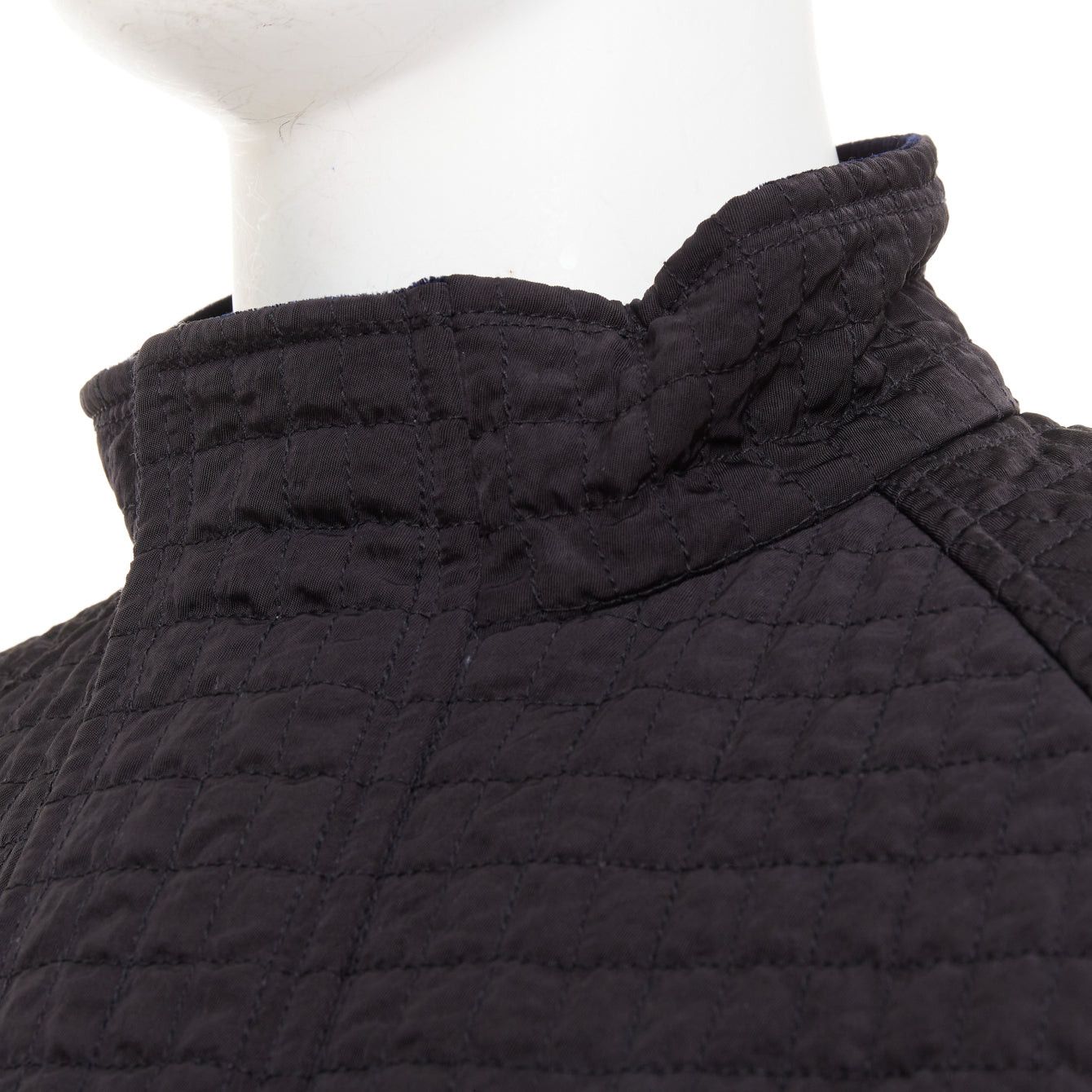 Giorgio Armani GIORGIO ARMANI black fine grid quilted nylon velvet trim double zip jacket IT46 S Size US S / EU 44-46 / 1 - 2 Thumbnail