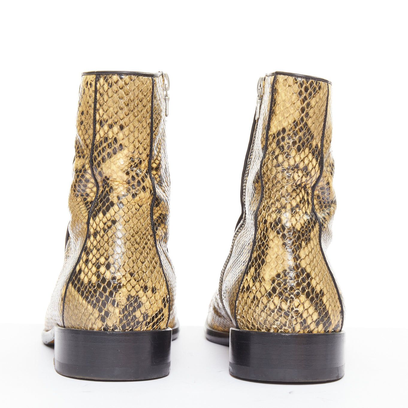 Dries Van Noten DRIES VAN NOTEN 2018 Runway leather trim snake effect square toe ankle boots EU43 Size US 10 / EU 43 - 5 Thumbnail