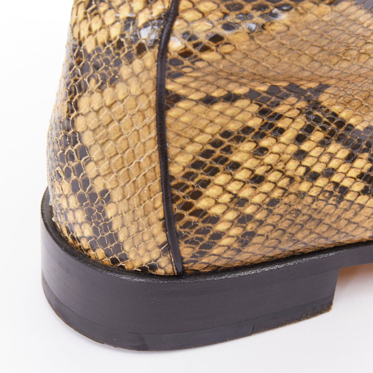 Dries Van Noten DRIES VAN NOTEN 2018 Runway leather trim snake effect square toe ankle boots EU43 Size US 10 / EU 43 - 8 Thumbnail
