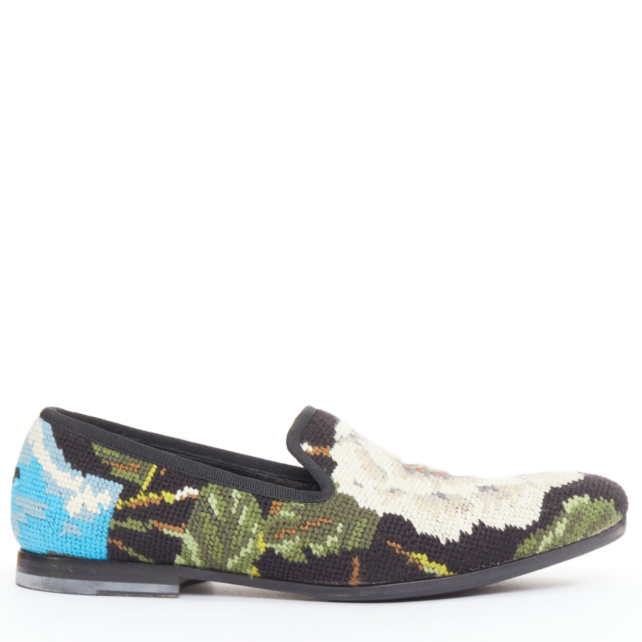 Alexander McQueen ALEXANDER MCQUEEN 2012 floral needlepoint textile evening slipper loafers EU43 Size US 10 / EU 43 - 2 Thumbnail
