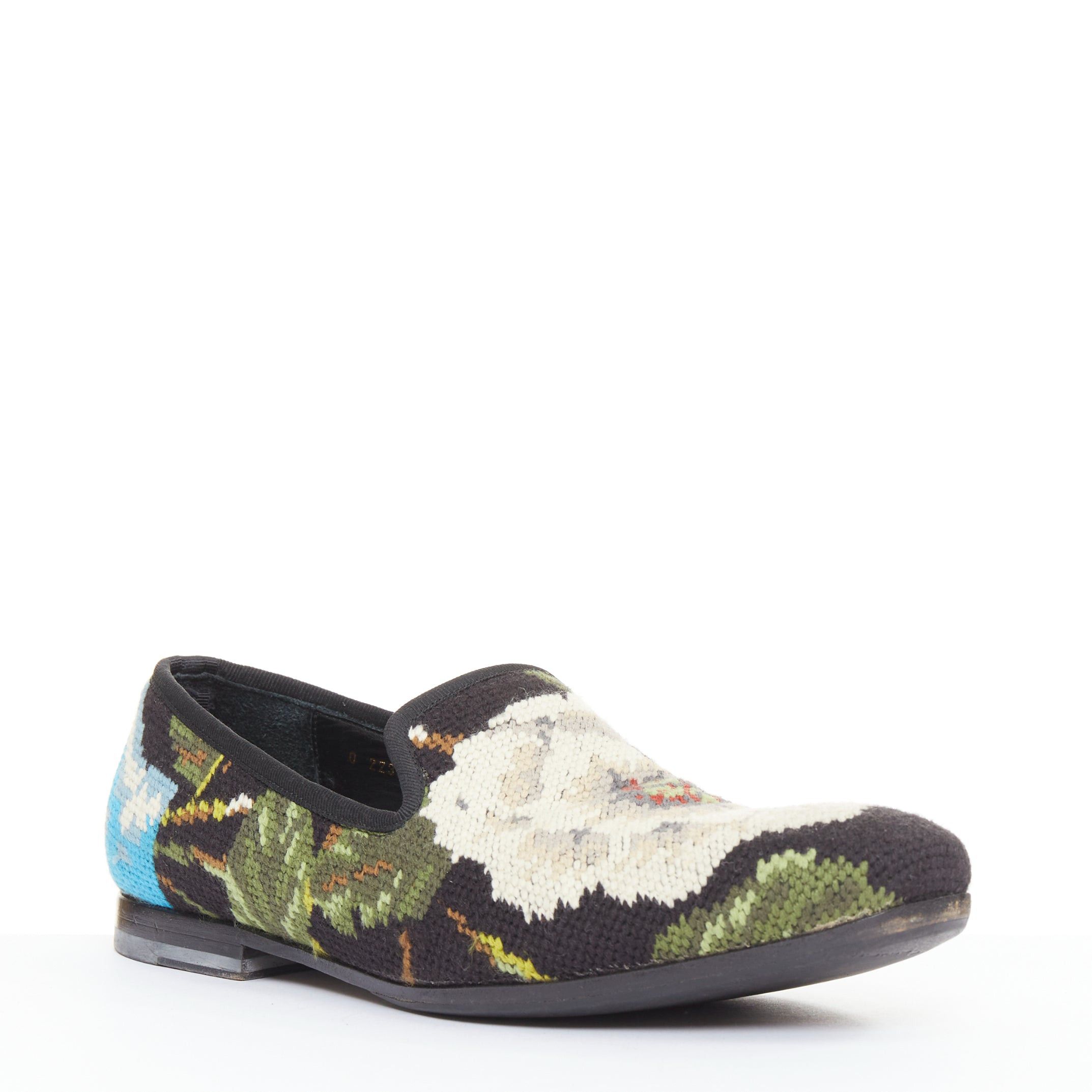 Alexander McQueen ALEXANDER MCQUEEN 2012 floral needlepoint textile evening slipper loafers EU43 Size US 10 / EU 43 - 3 Thumbnail