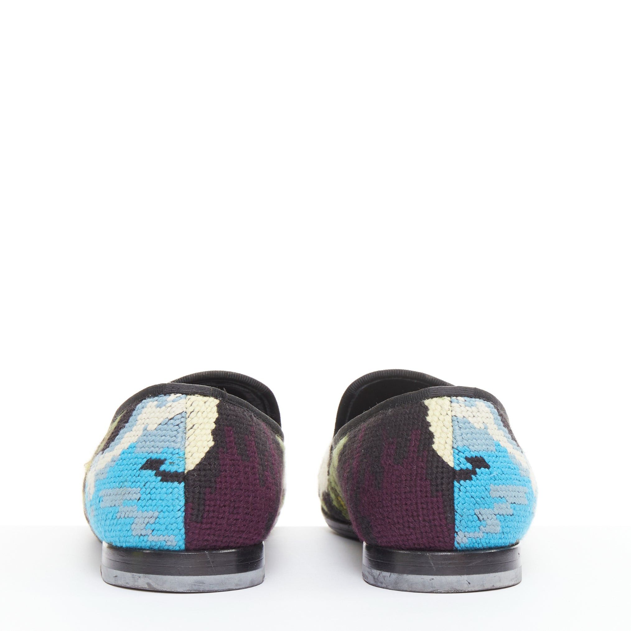 Alexander McQueen ALEXANDER MCQUEEN 2012 floral needlepoint textile evening slipper loafers EU43 Size US 10 / EU 43 - 5 Thumbnail