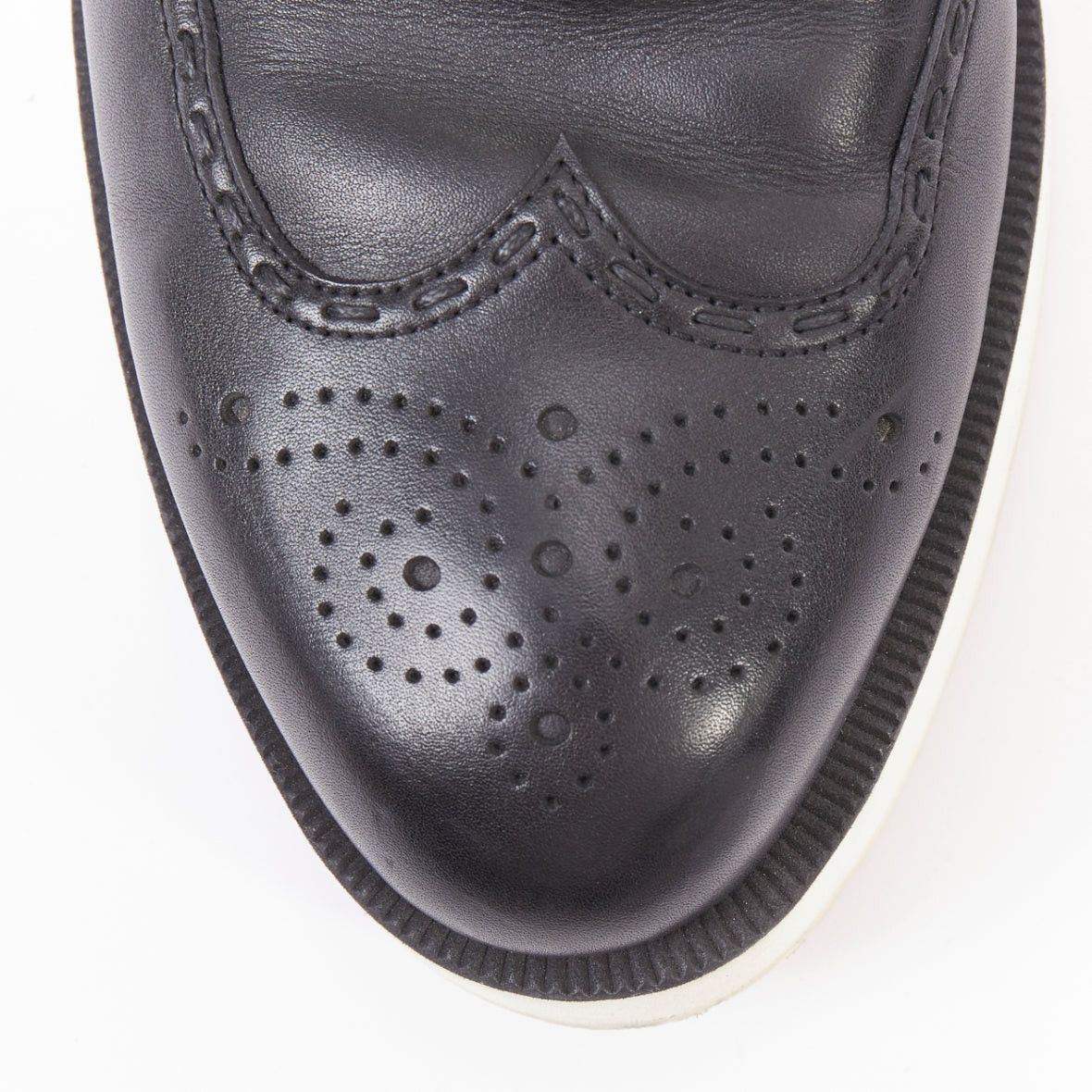 Bottega Veneta BOTTEGA VENETA black leather white midsoles perforated platform brogue shoes EU43 Size US 10 / EU 43 - 6 Thumbnail