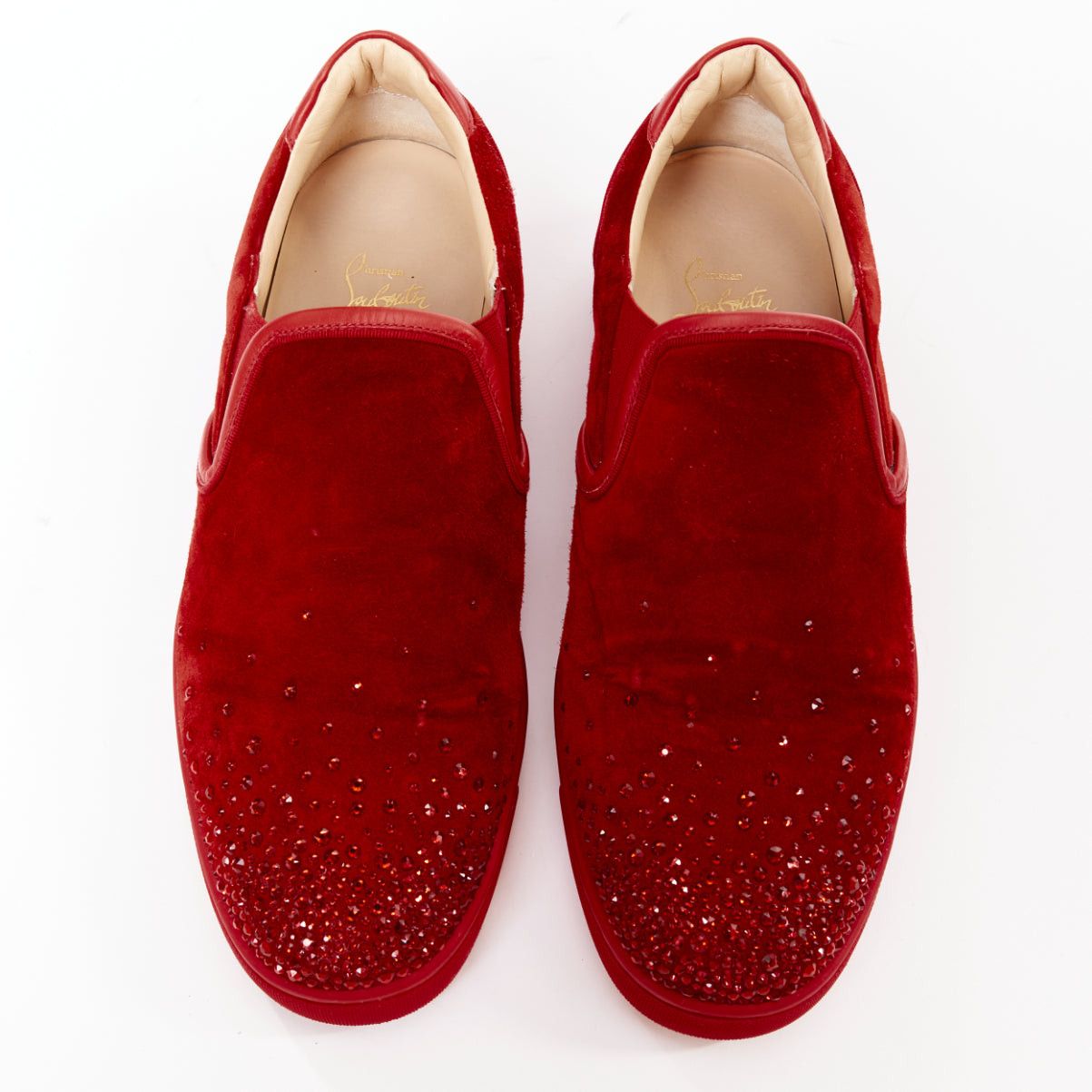 Christian Louboutin CHRISTIAN LOUBOUTIN Sailor Boat red suede degrade strass crystal low sneakers EU43 Size US 10 / EU 43 - 2 Thumbnail