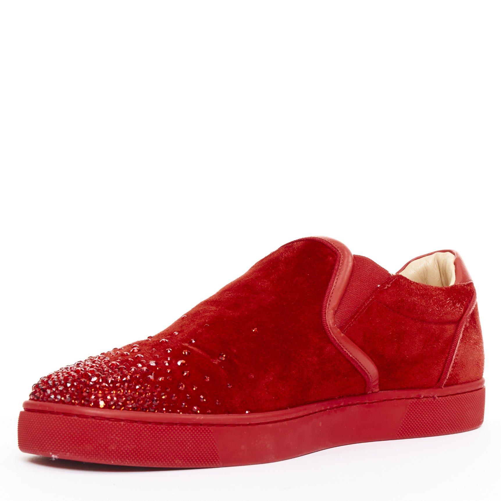 Christian Louboutin CHRISTIAN LOUBOUTIN Sailor Boat red suede degrade strass crystal low sneakers EU43 Size US 10 / EU 43 - 4 Thumbnail