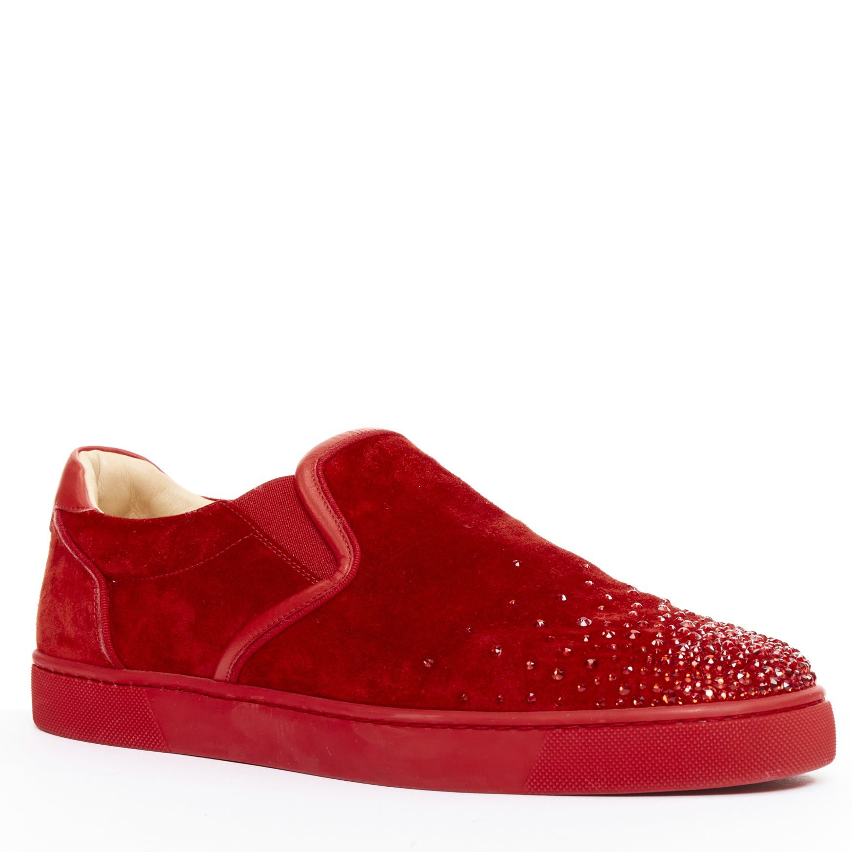Christian Louboutin CHRISTIAN LOUBOUTIN Sailor Boat red suede degrade strass crystal low sneakers EU43 Size US 10 / EU 43 - 3 Thumbnail