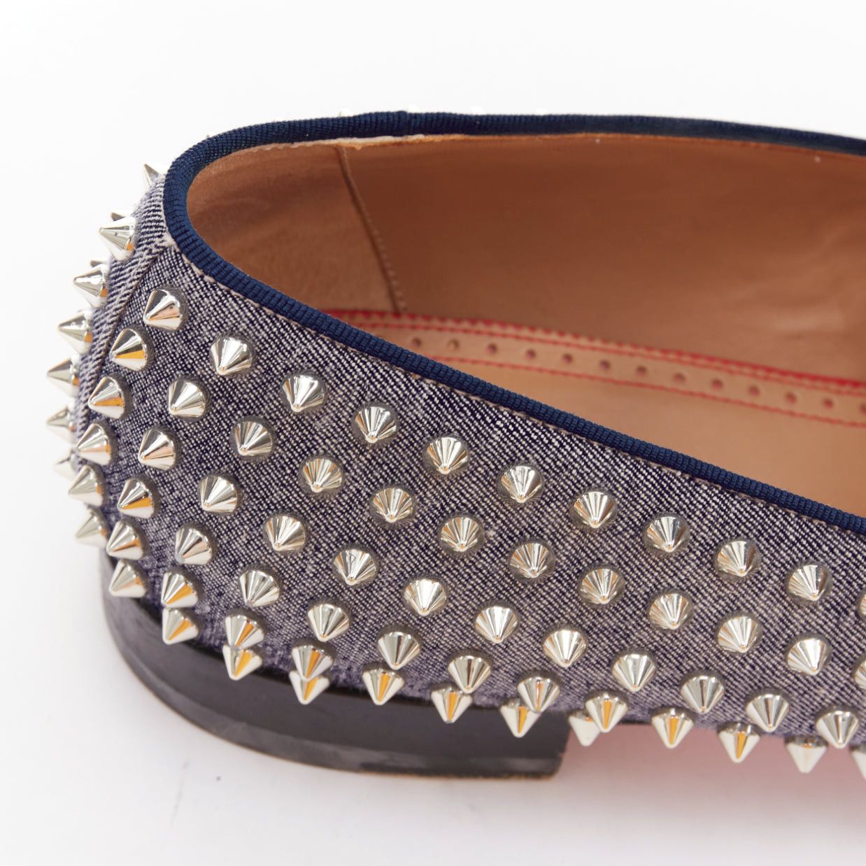 Christian Louboutin CHRISTIAN LOUBOUTIN Dandelion Spikes blue denim silver spike stud slip on loafer EU43 Size US 10 / EU 43 - 9 Thumbnail
